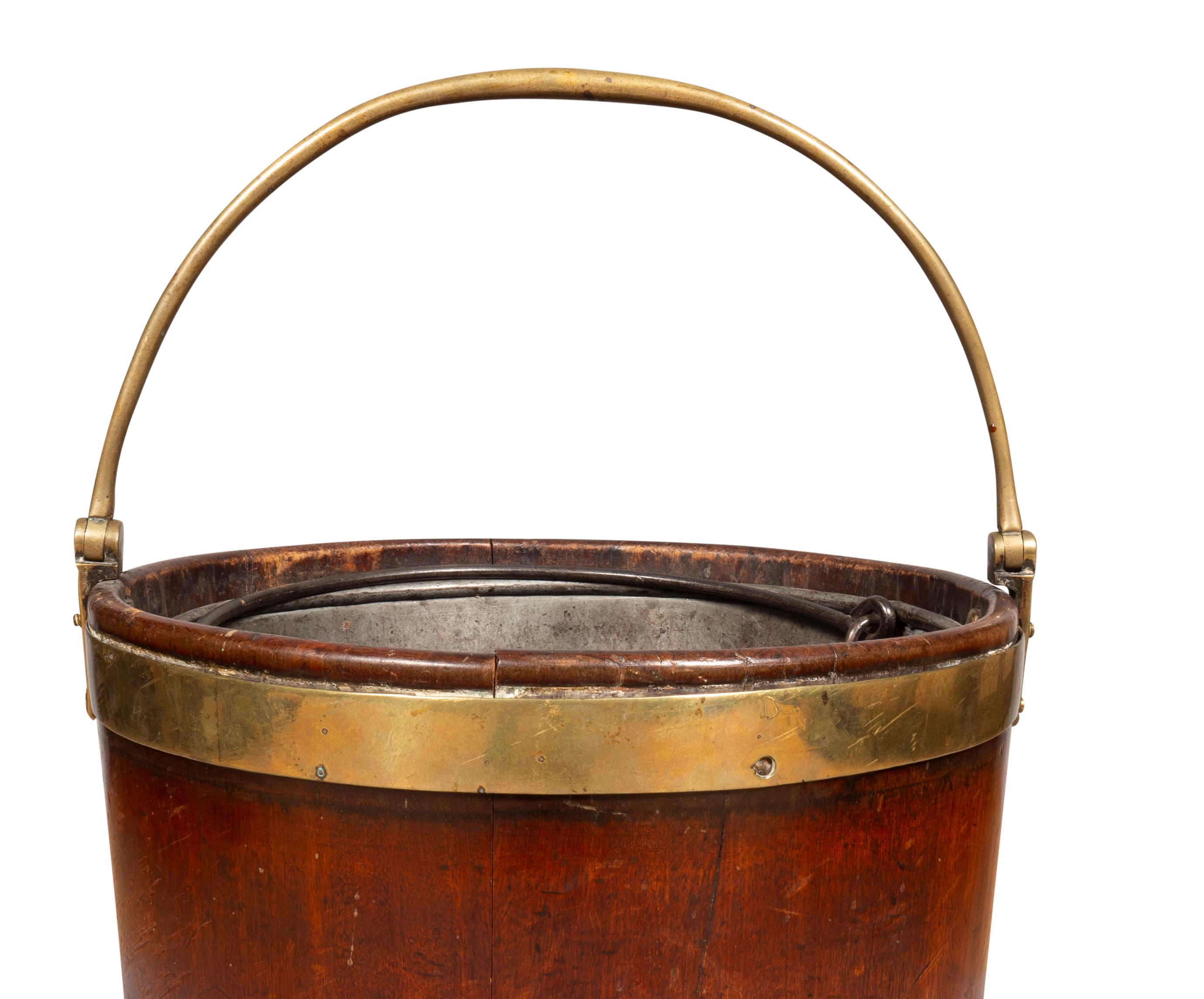 English Regency Mahogany And Brass Bound Peat Bucket