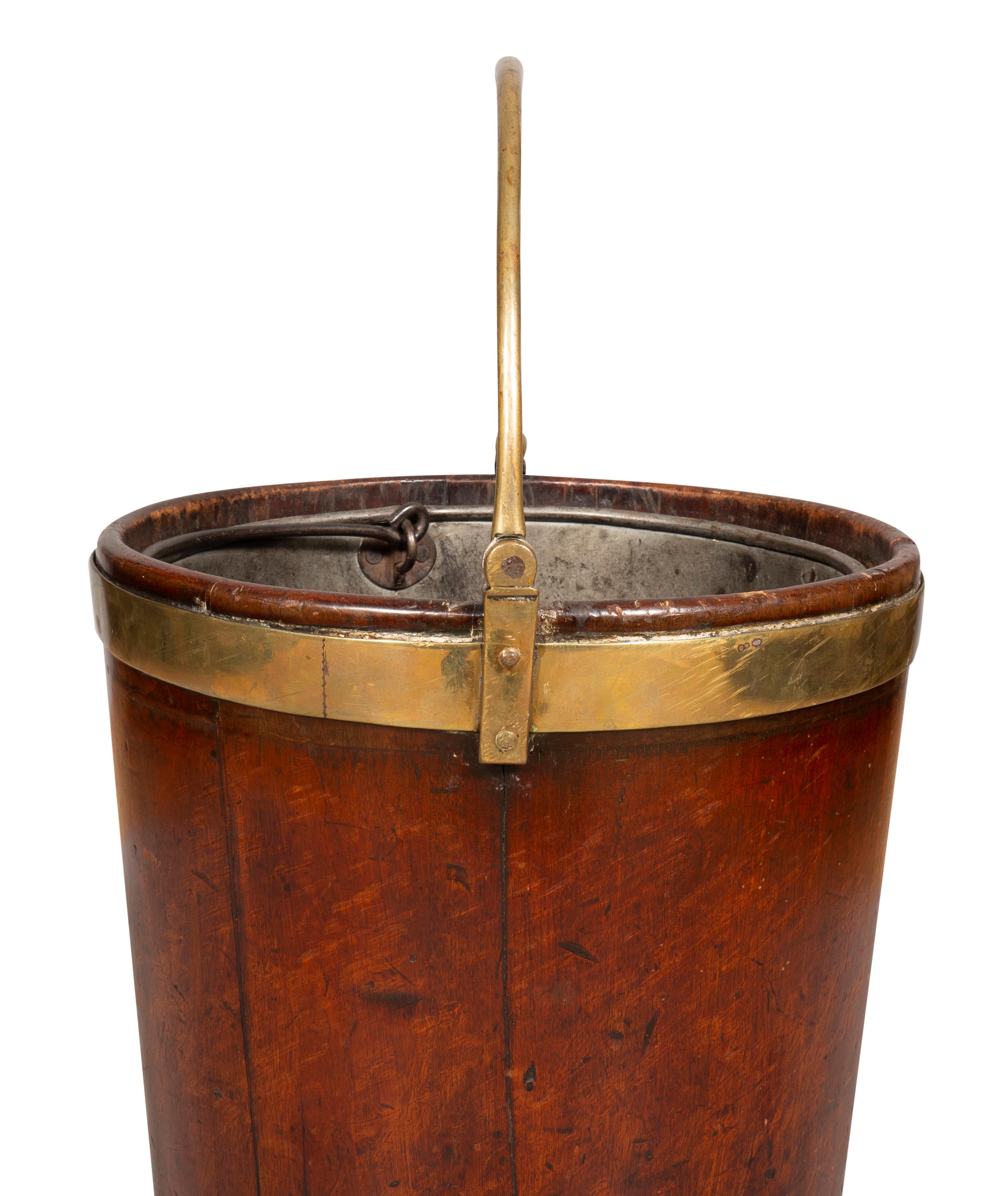 19th Century Regency Mahogany And Brass Bound Peat Bucket