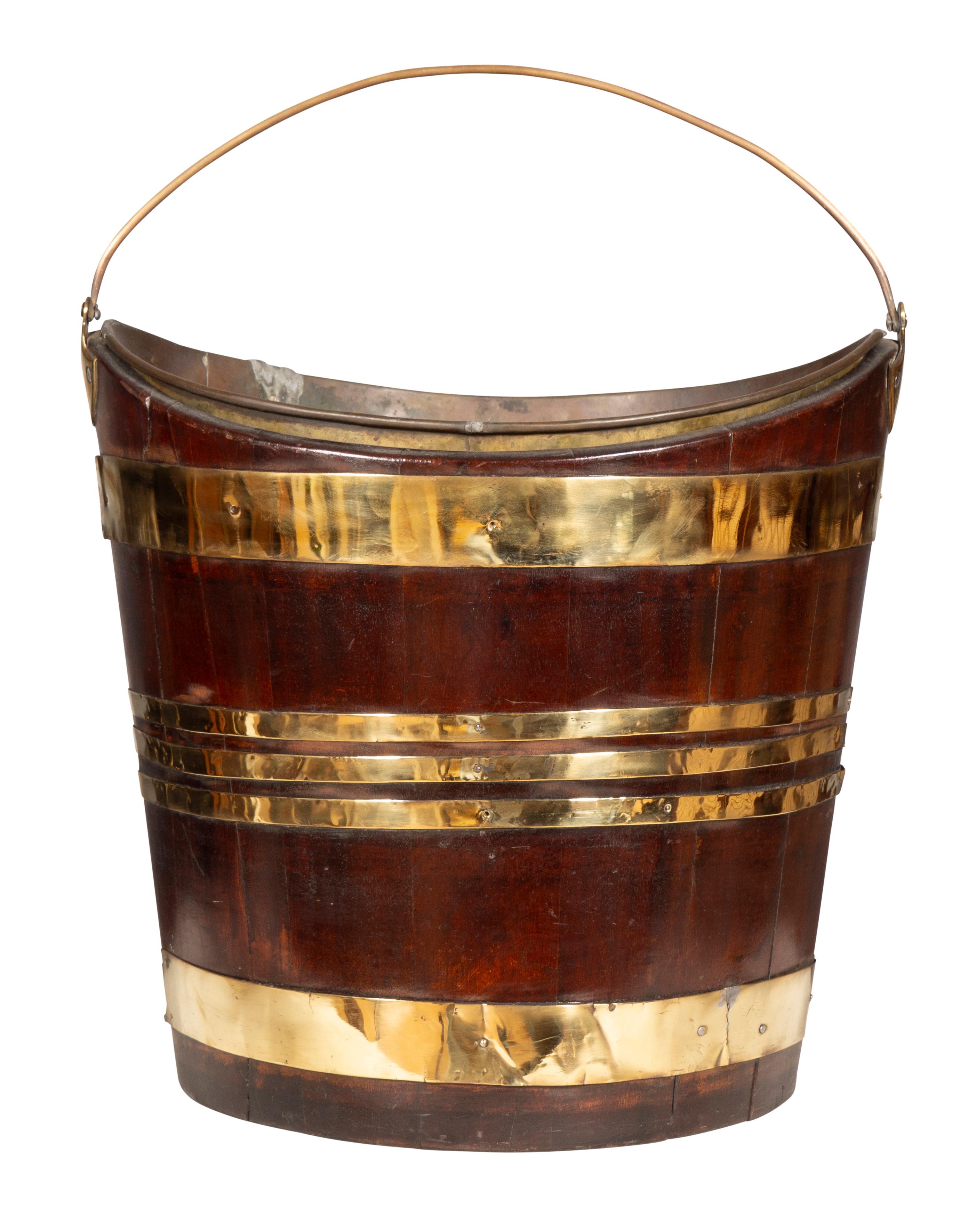 Early 19th Century Regency Mahogany And Brass Bound Peat Bucket For Sale