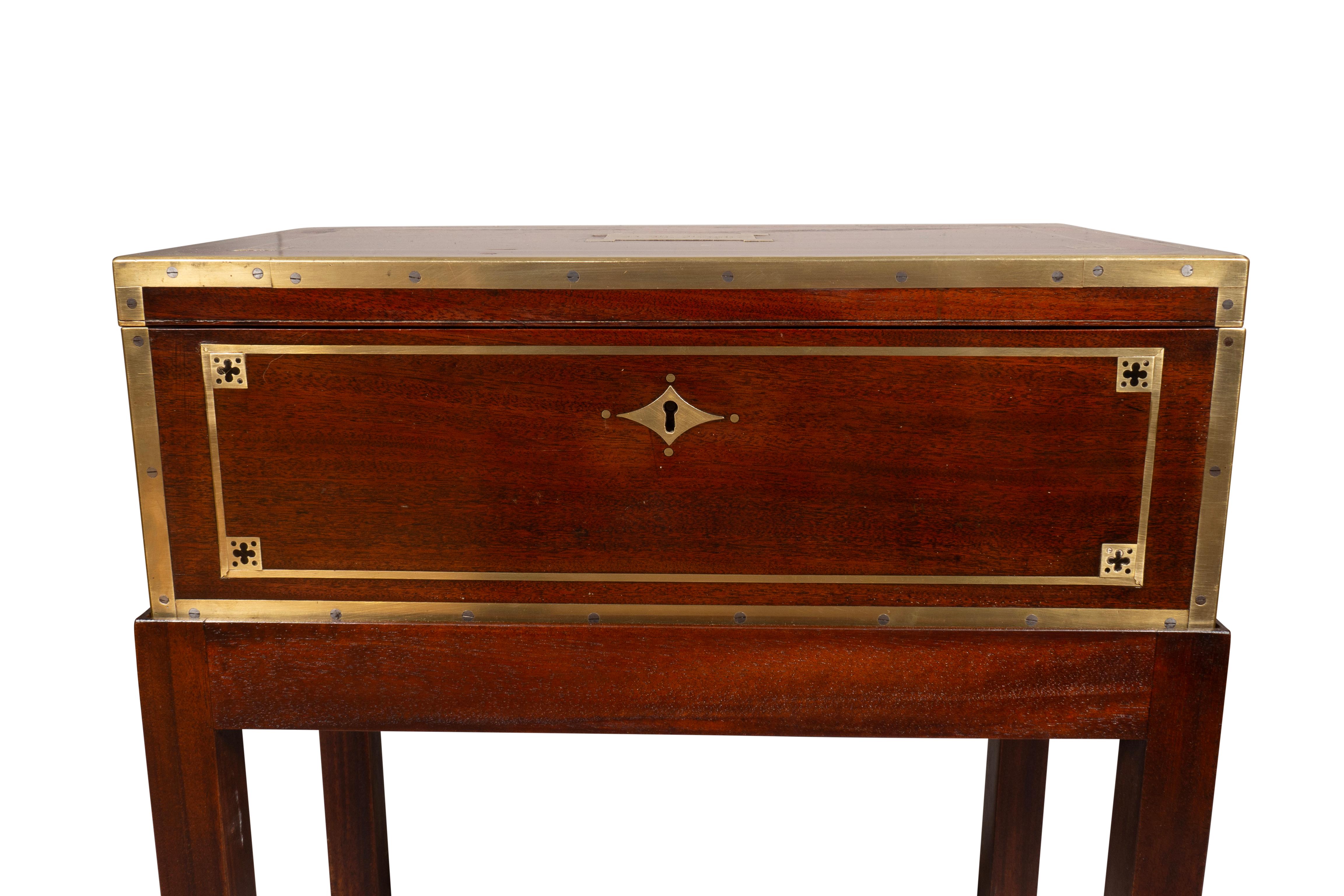 Regency Mahogany And Brass Inlaid Campaign Box On Stand 6