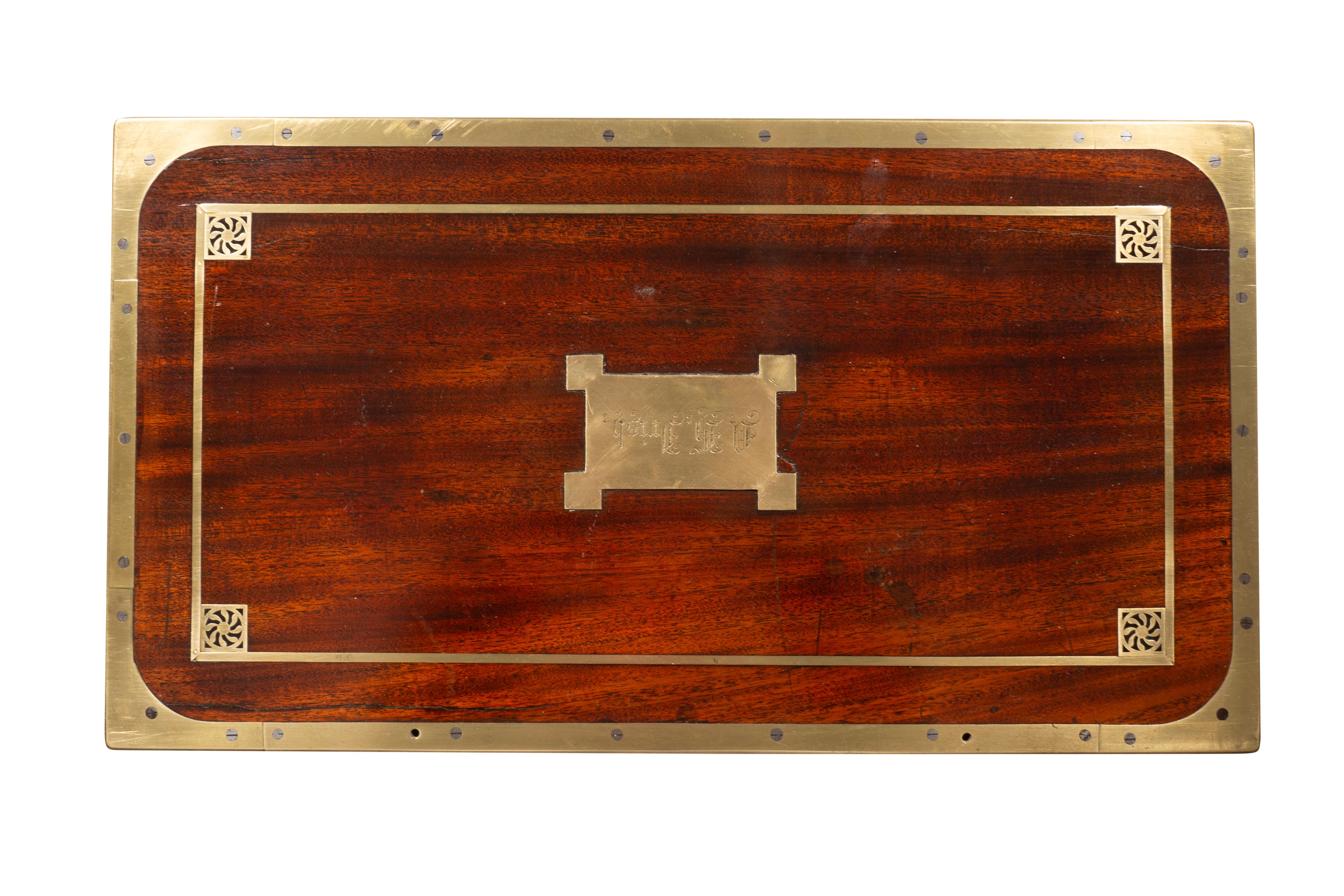 Regency Mahogany And Brass Inlaid Campaign Box On Stand 8