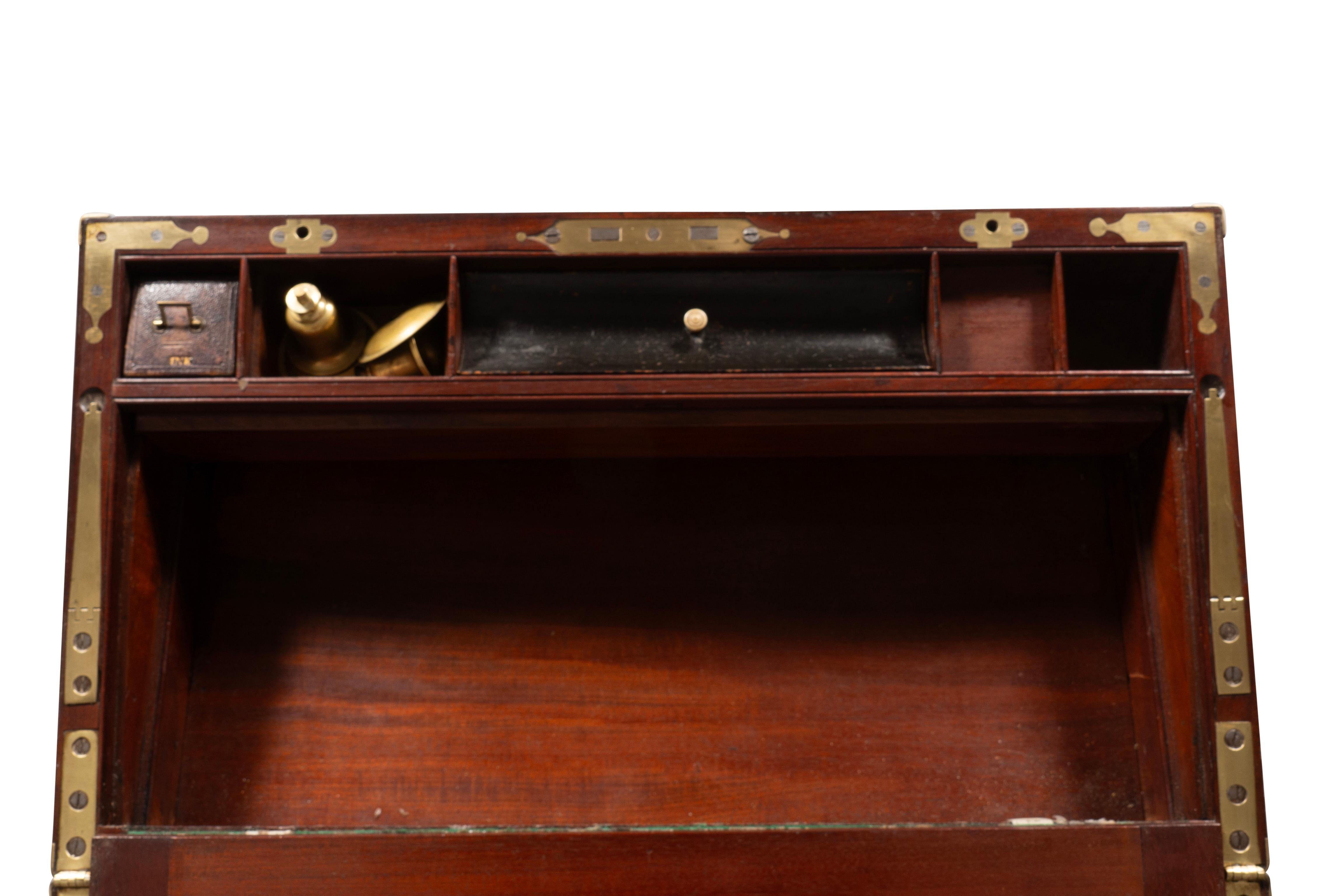 Regency Mahogany And Brass Inlaid Campaign Box On Stand 10