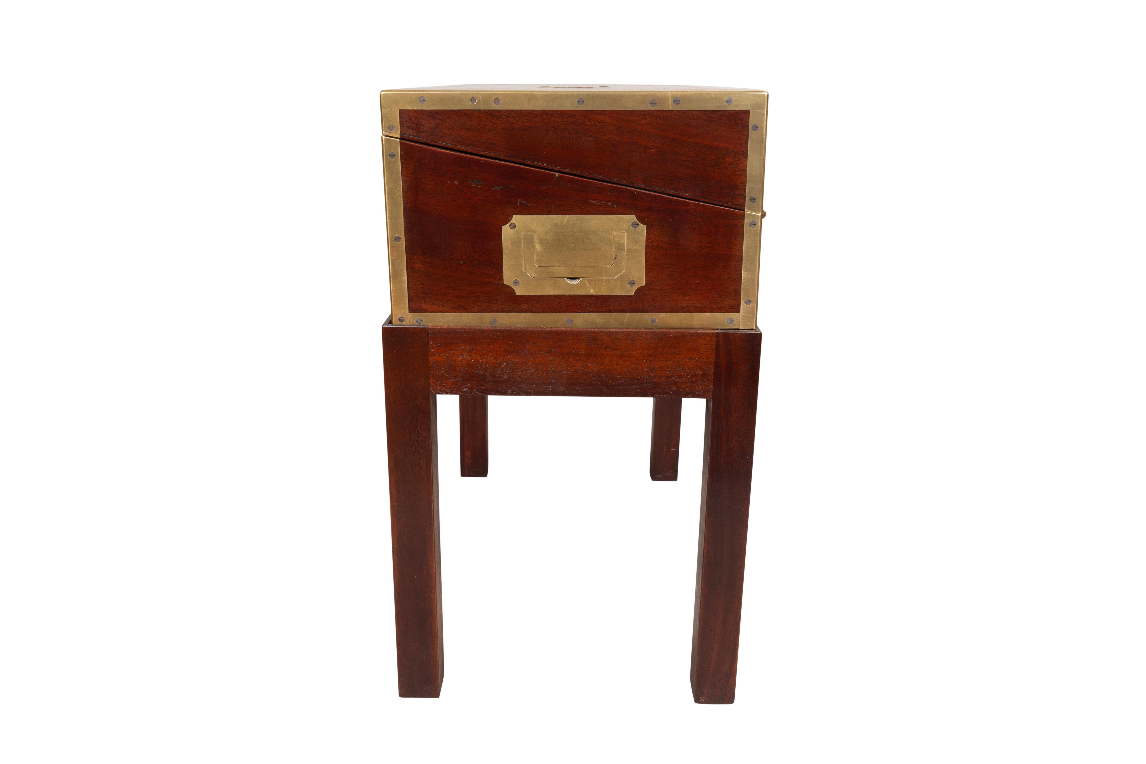 Regency Mahogany And Brass Inlaid Campaign Box On Stand 1