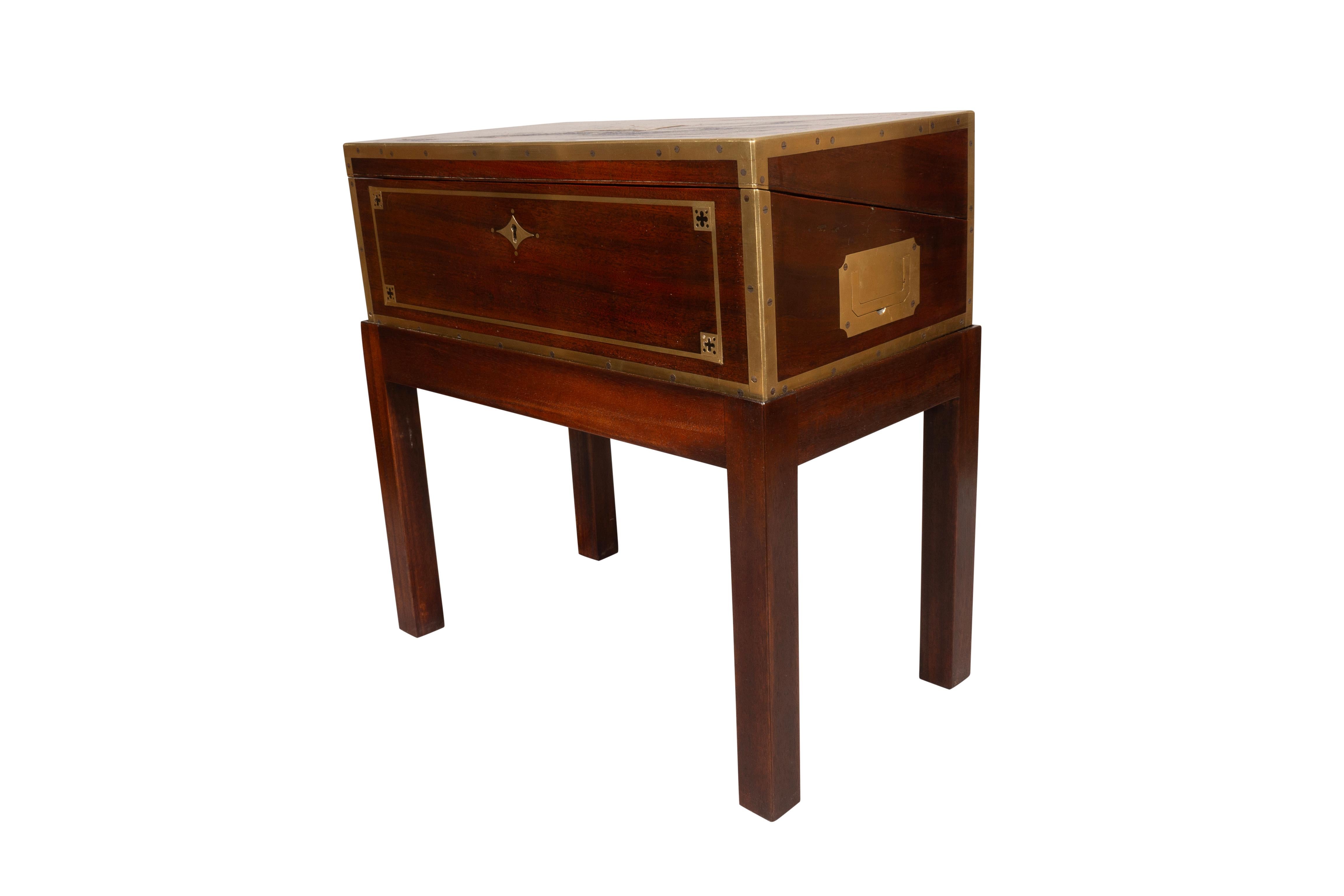 Regency Mahogany And Brass Inlaid Campaign Box On Stand 2
