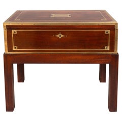 Regency Mahogany And Brass Inlaid Campaign Box On Stand
