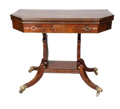 Regency Mahogany And Brass Inlaid Card Table