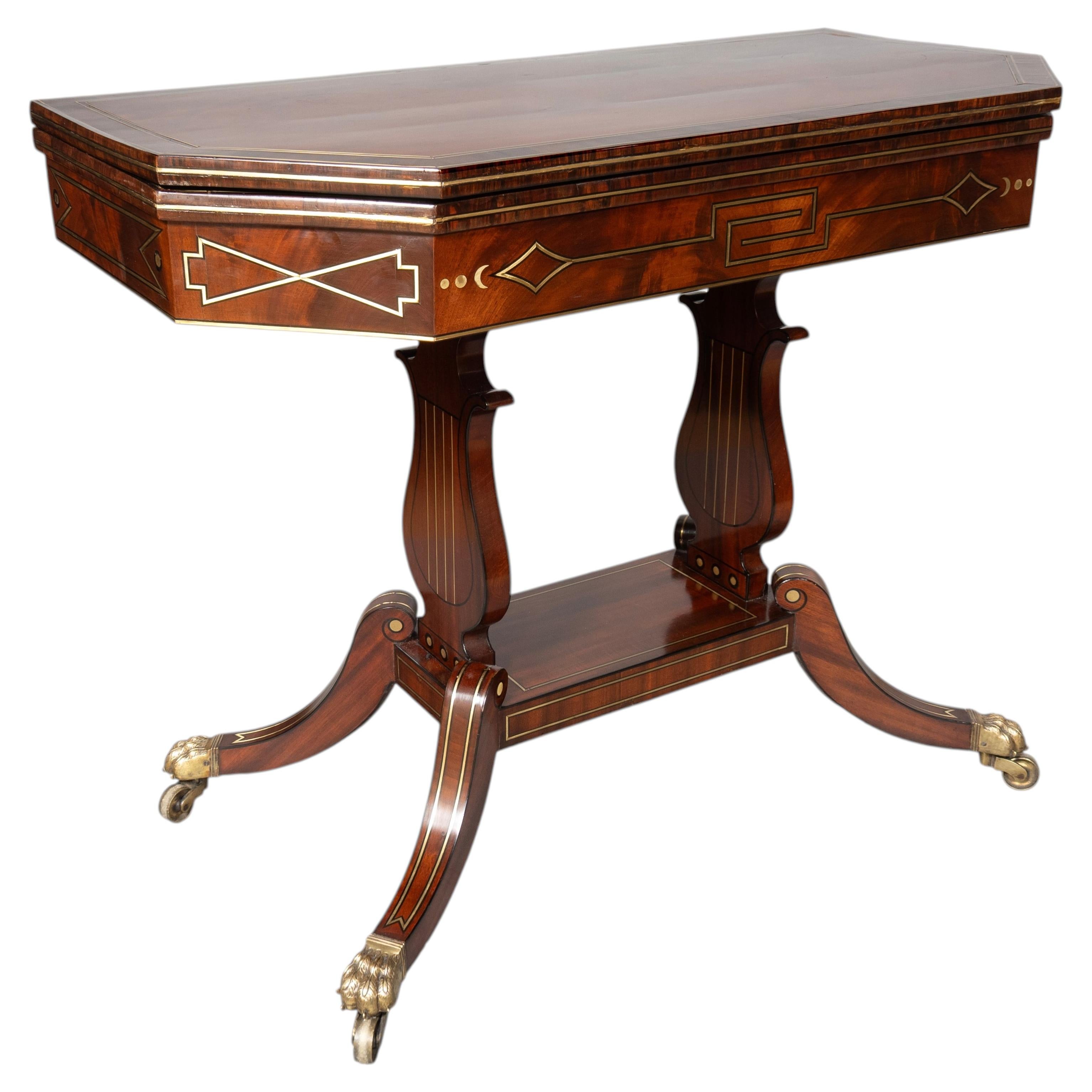 Regency Mahogany And Brass Inlaid Card Table