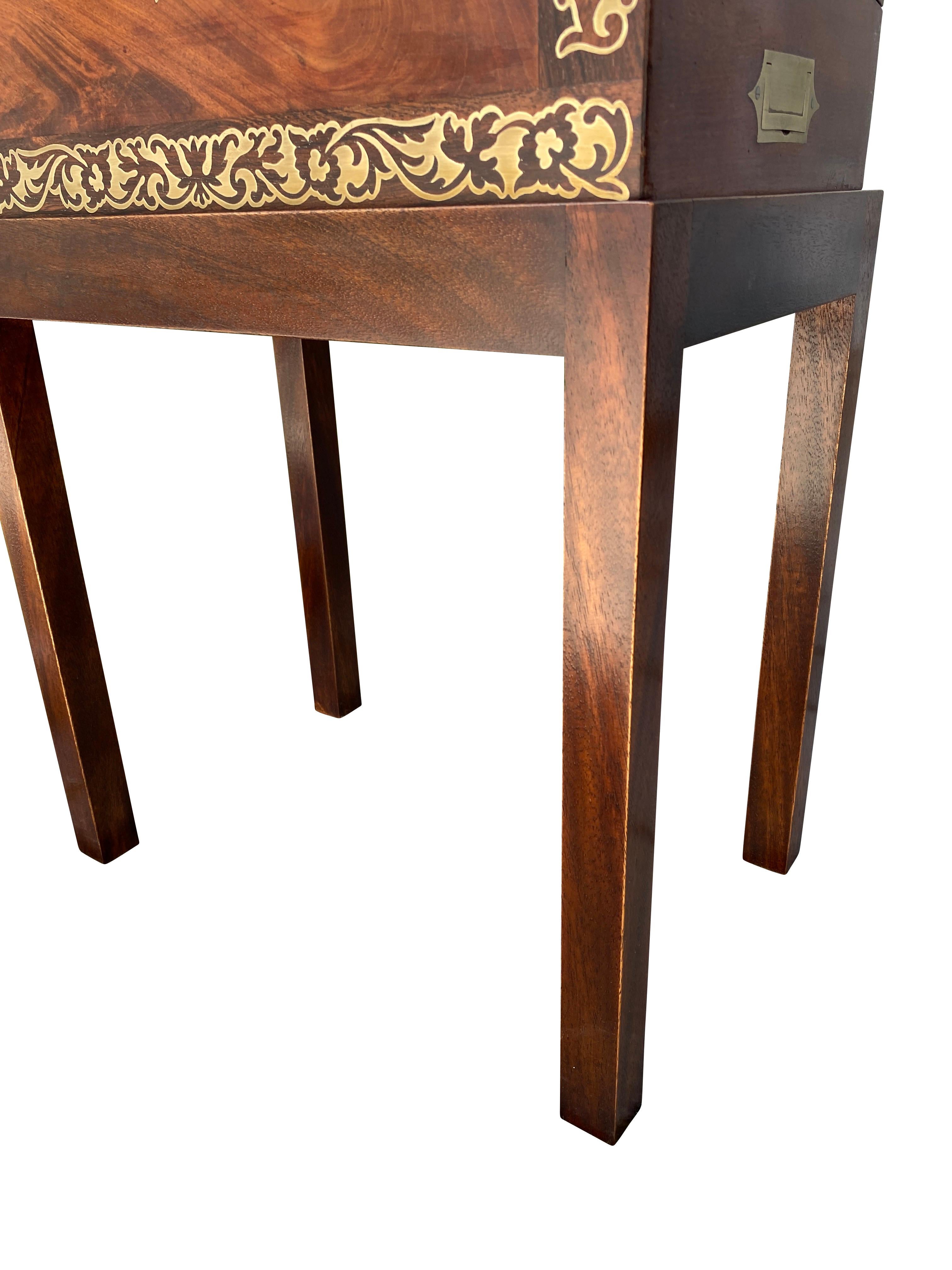 Regency Mahogany and Brass Inlaid Lap Desk on Stand 4