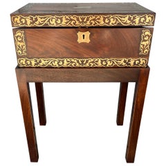Regency Mahogany and Brass Inlaid Lap Desk on Stand