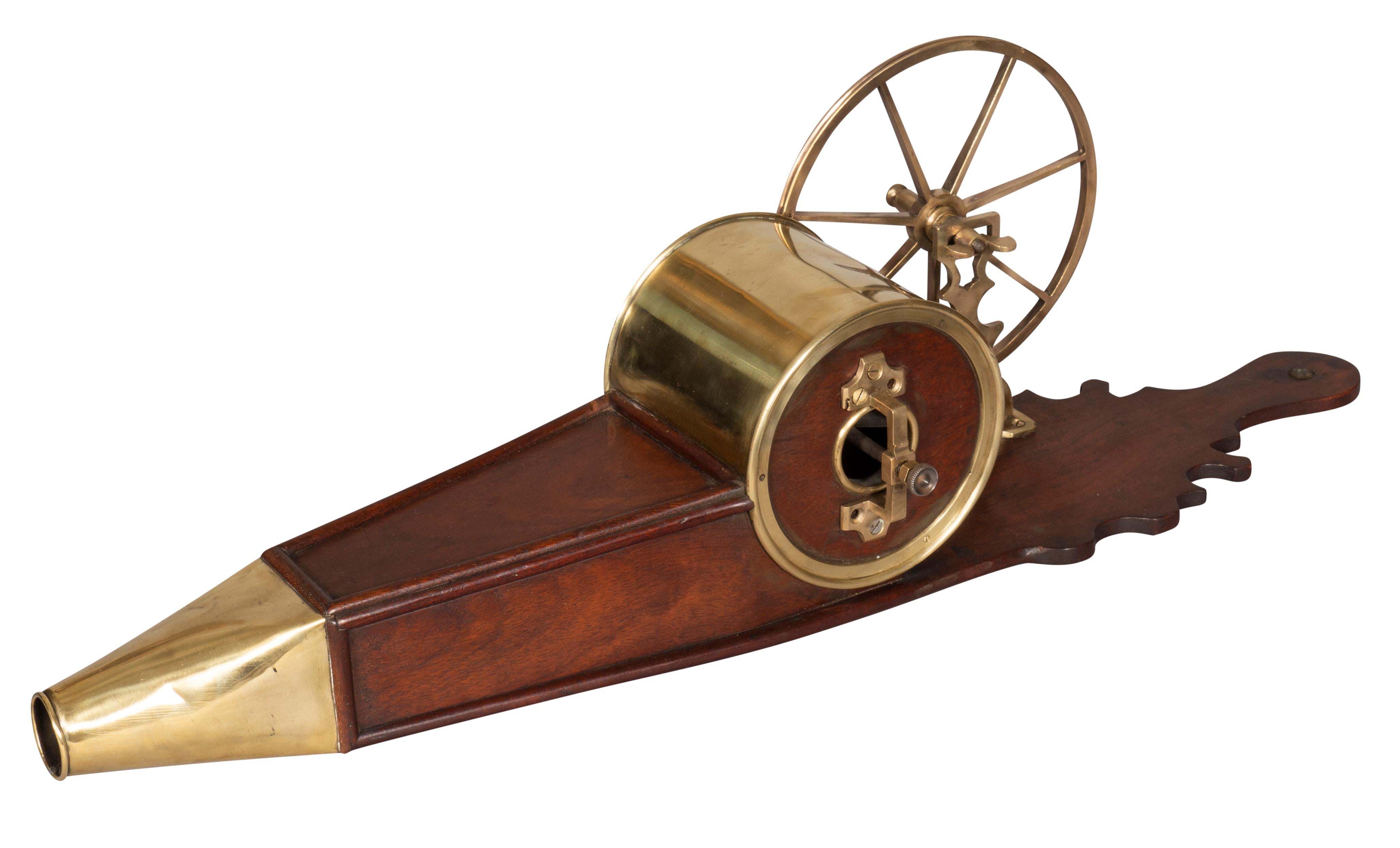 English Regency Mahogany and Brass Mechanical Fire Bellows For Sale