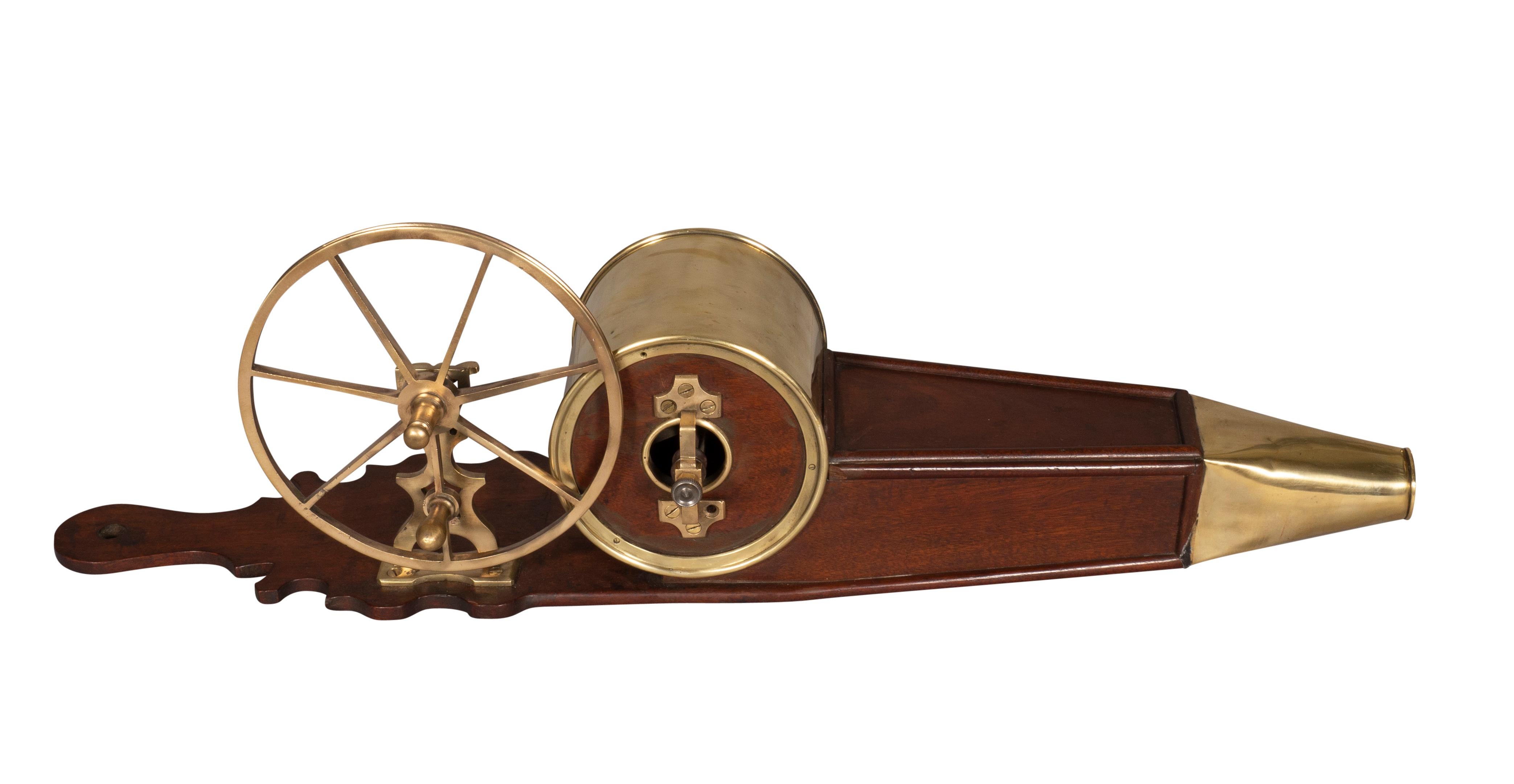 19th Century Regency Mahogany and Brass Mechanical Fire Bellows For Sale