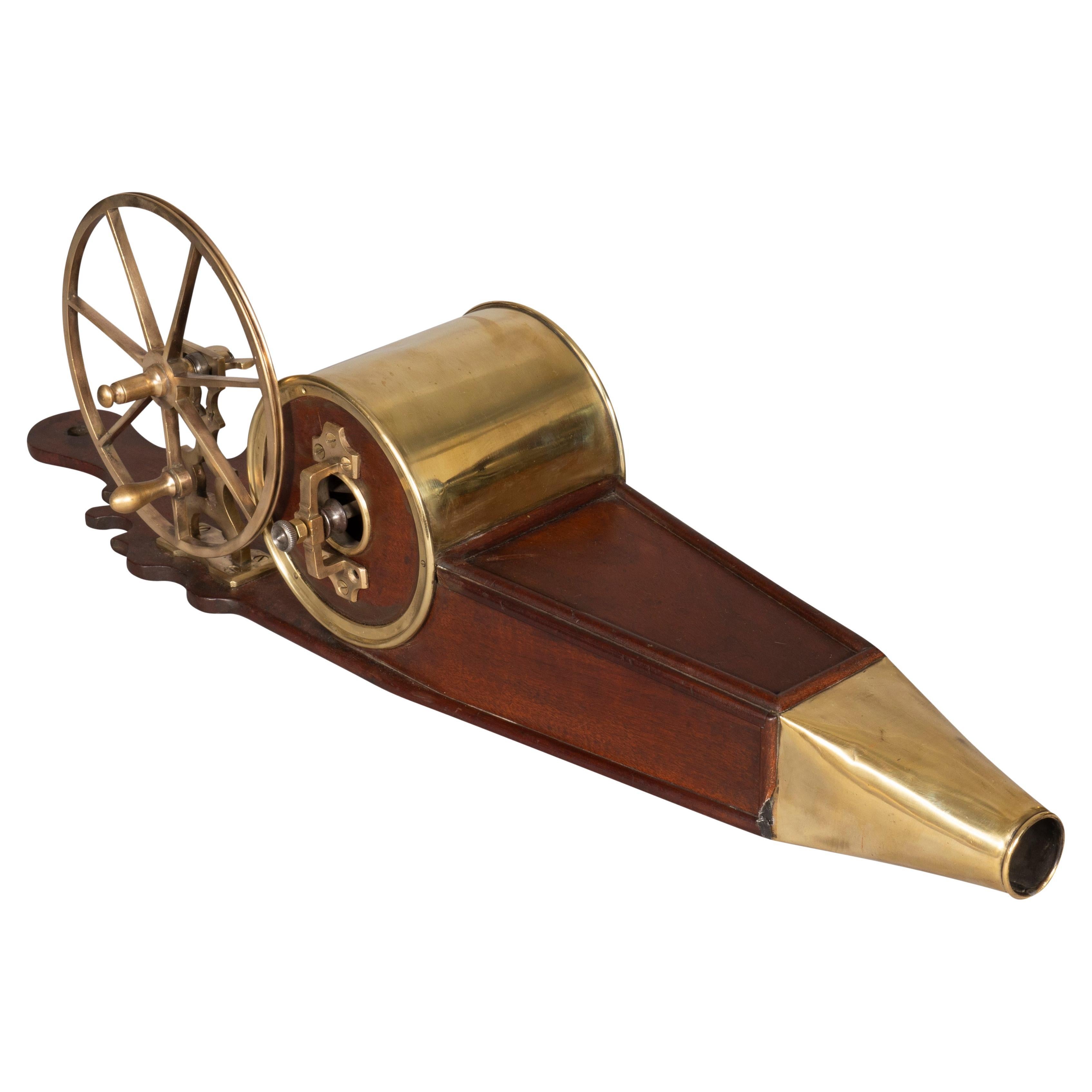 Regency Mahogany and Brass Mechanical Fire Bellows For Sale