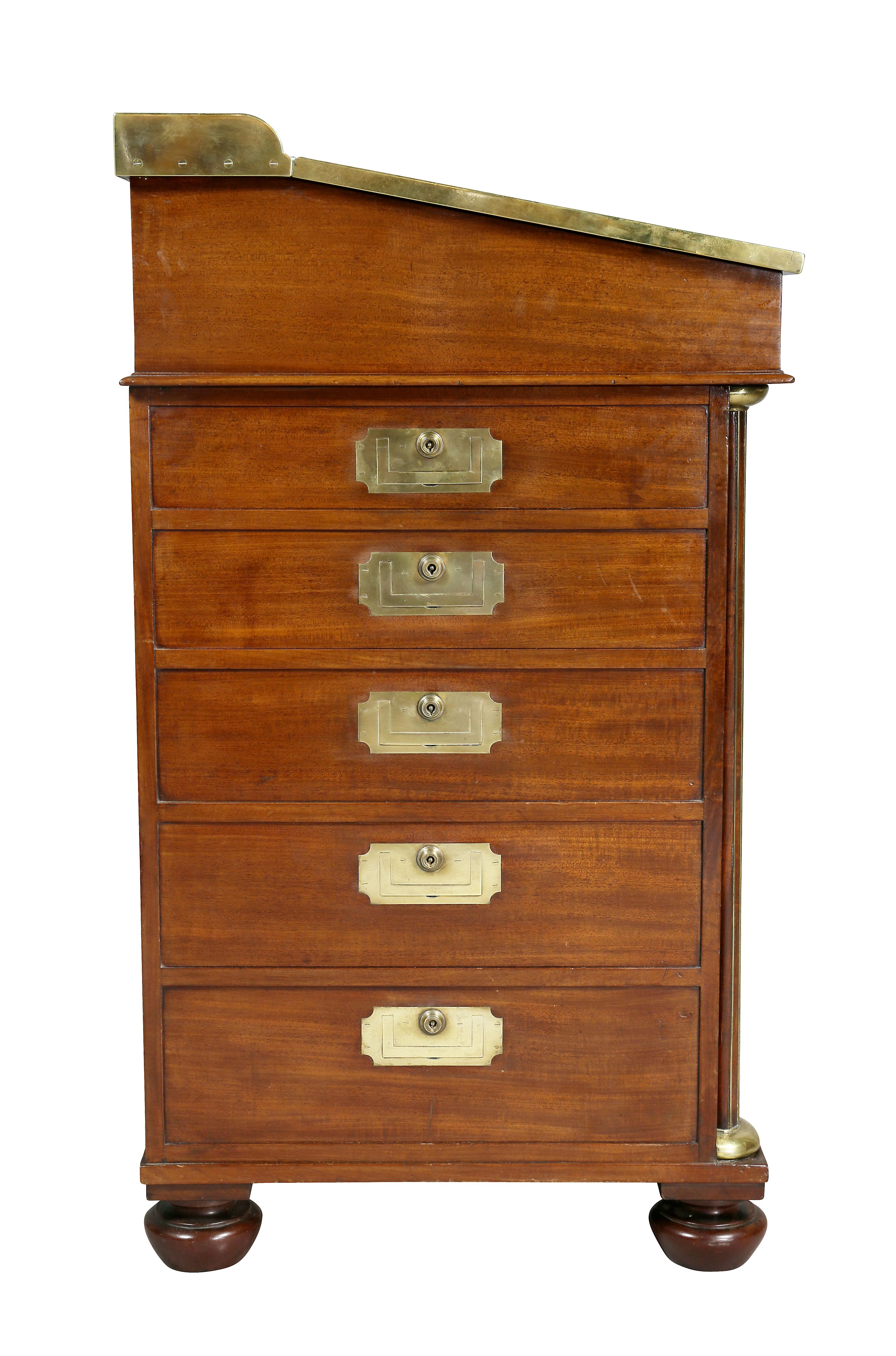 Regency Mahogany and Brass Mounted Campaign Desk 5