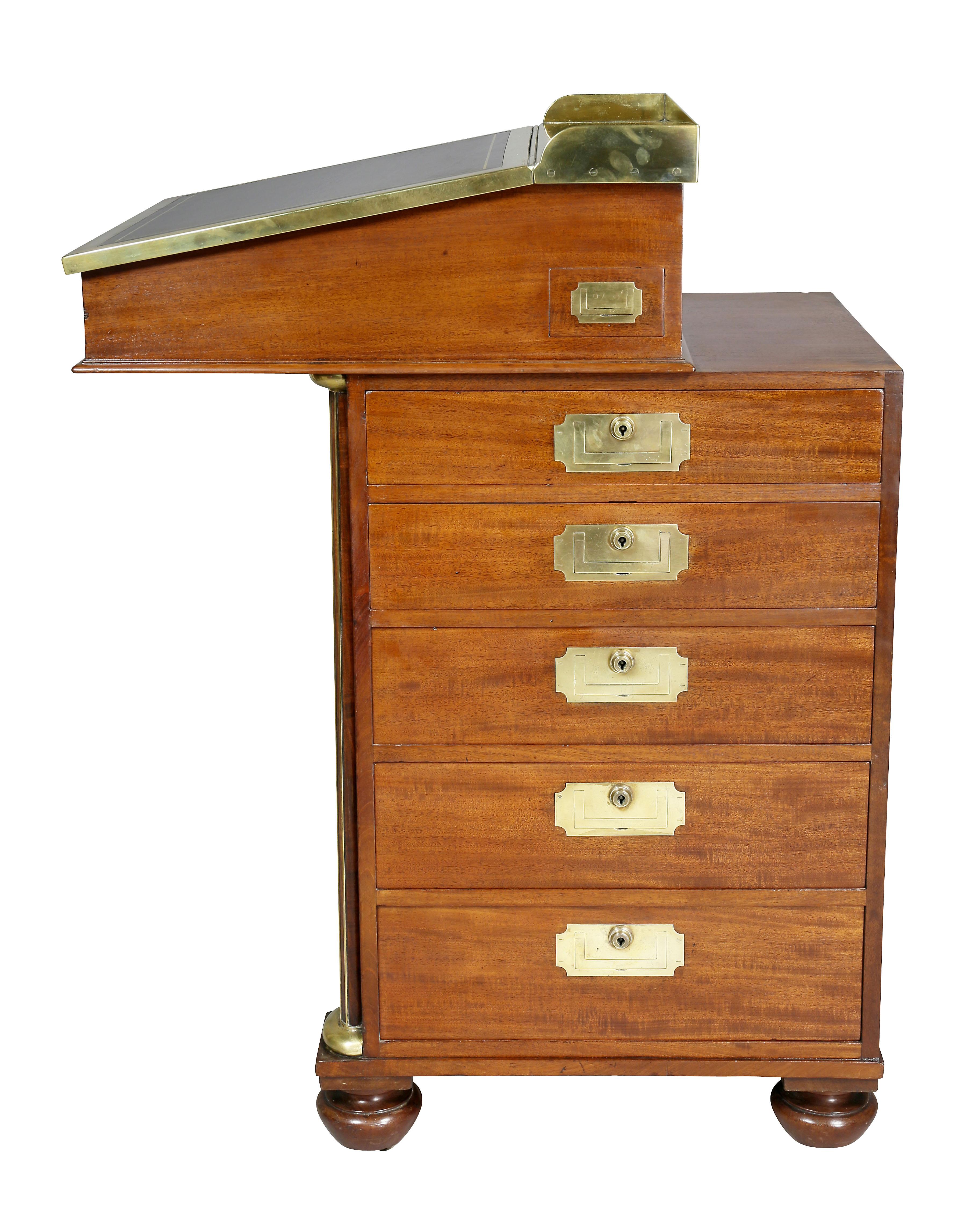 Regency Mahogany and Brass Mounted Campaign Desk 1