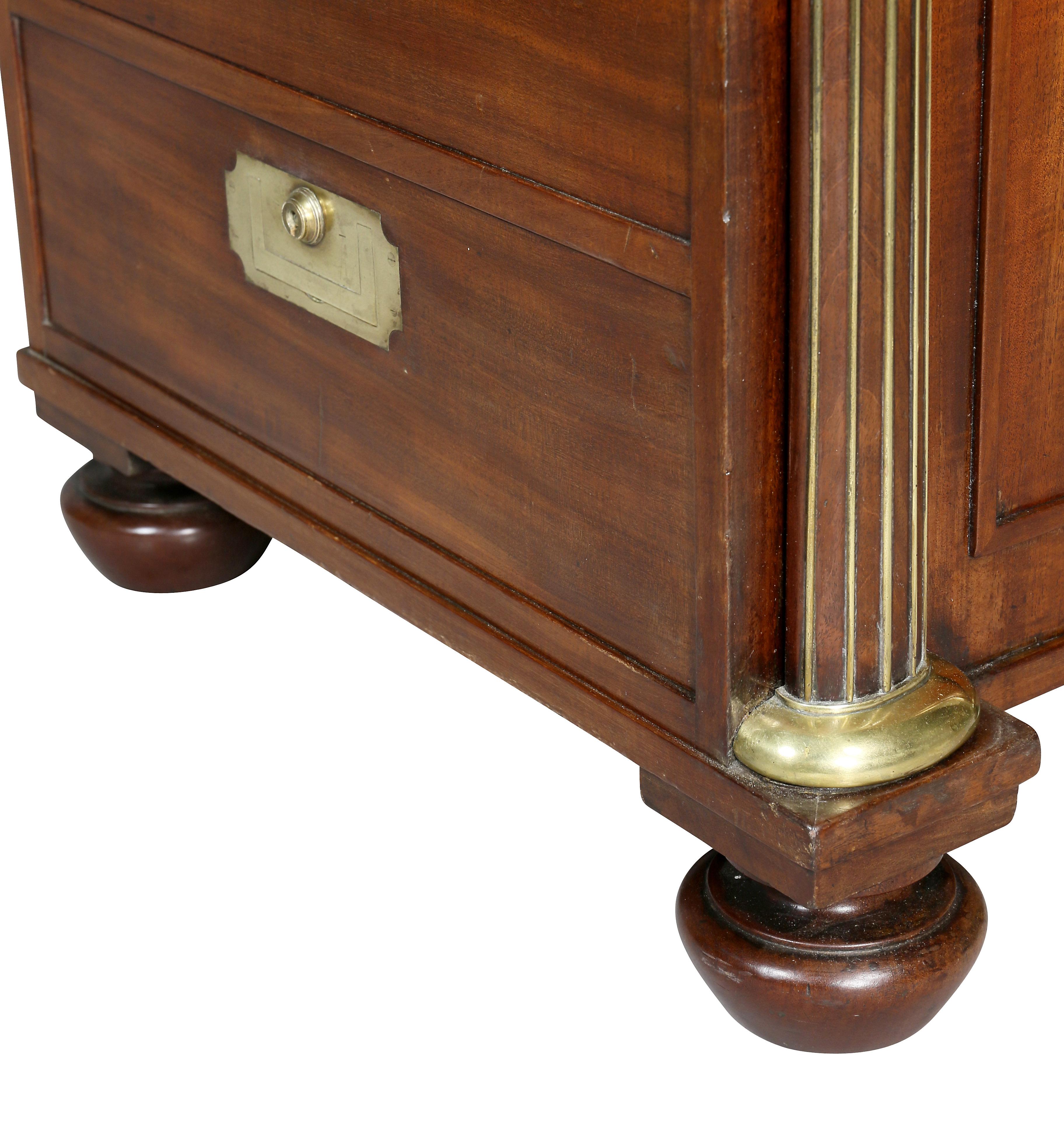 Regency Mahogany and Brass Mounted Campaign Desk 4