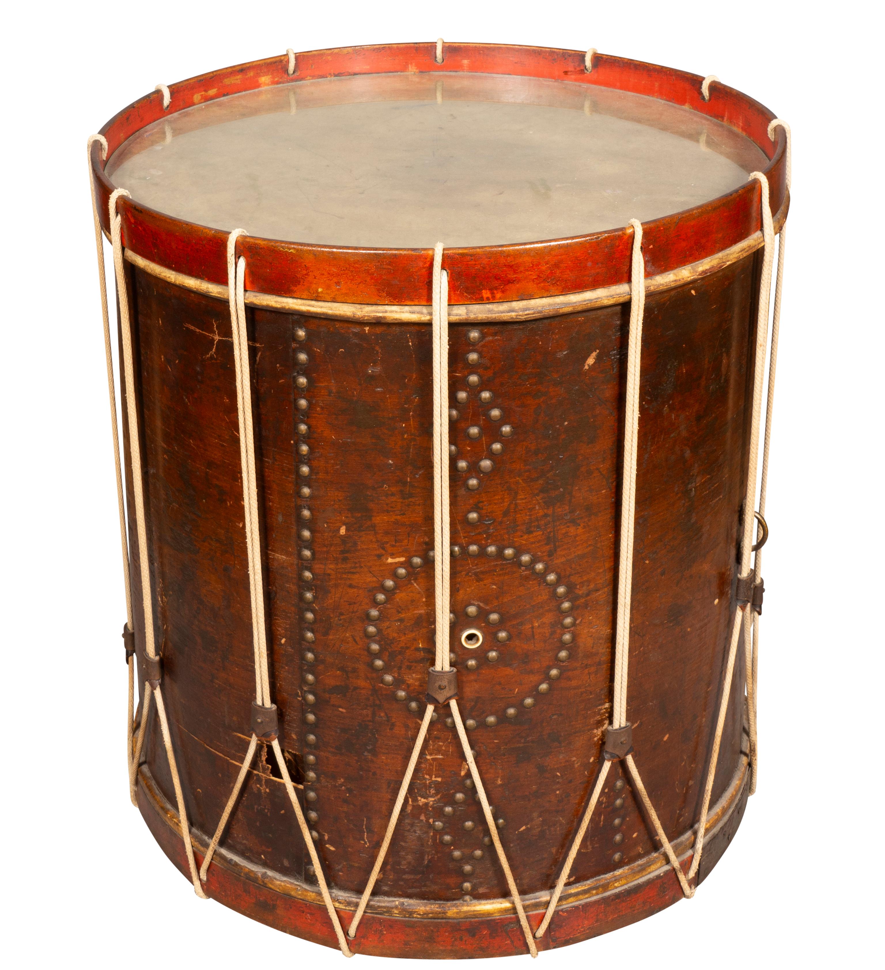 English Regency Mahogany And Brass Studded Drum Now A Table For Sale