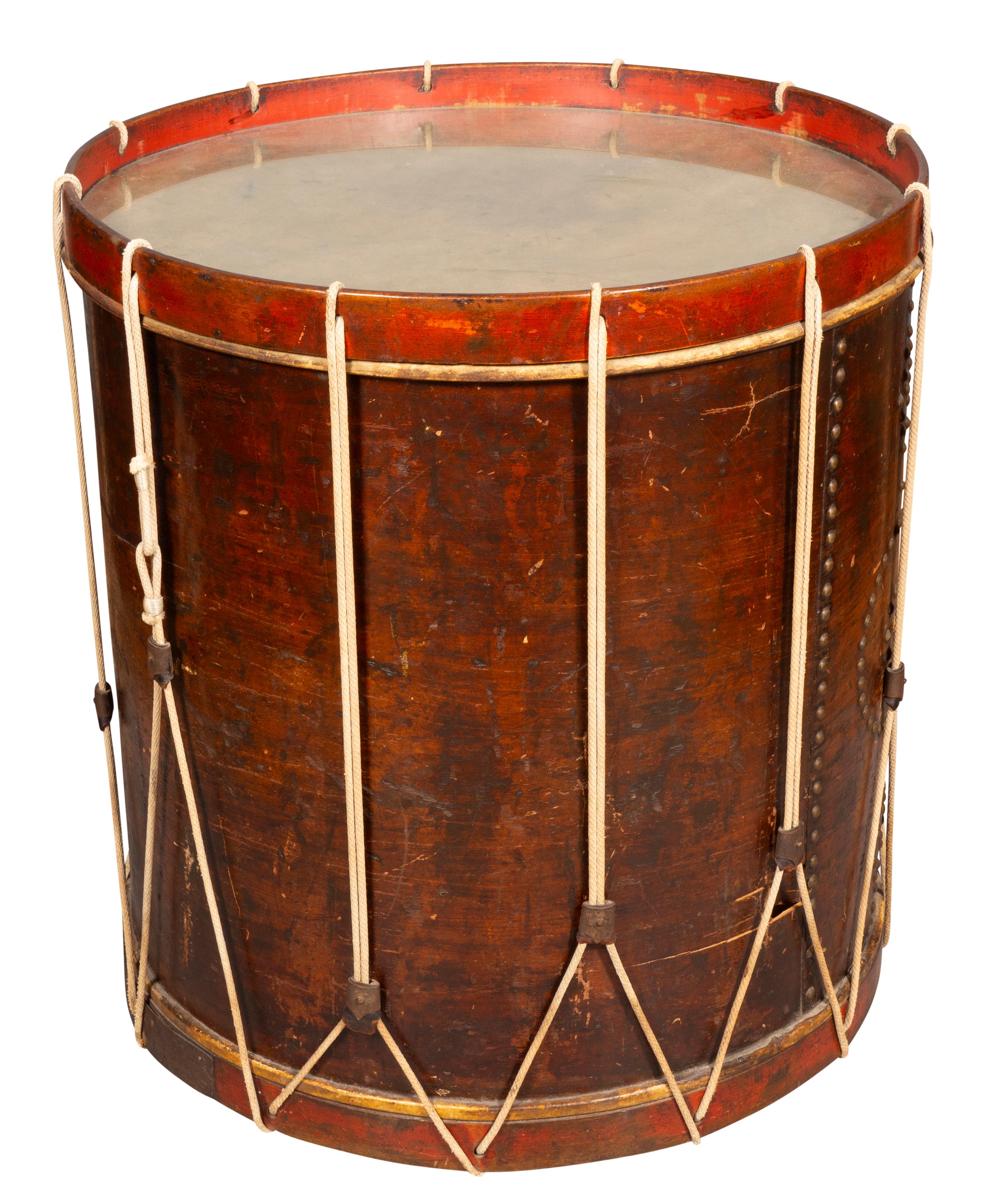 Regency Mahogany And Brass Studded Drum Now A Table In Good Condition For Sale In Essex, MA