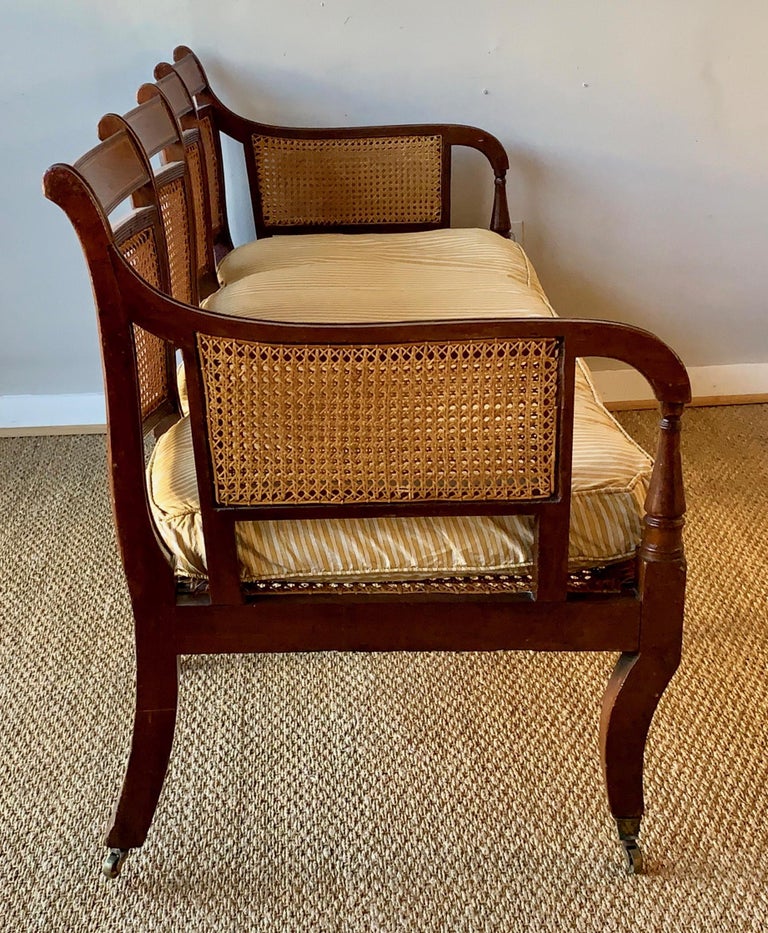 Regency Mahogany and Cane Settee at 1stDibs