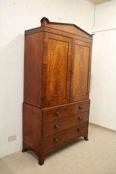 Regency Mahogany and Ebonised Linen Press