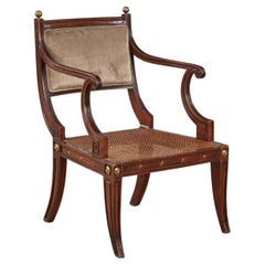 Regency Mahogany and Ebonized Klismos Armchair