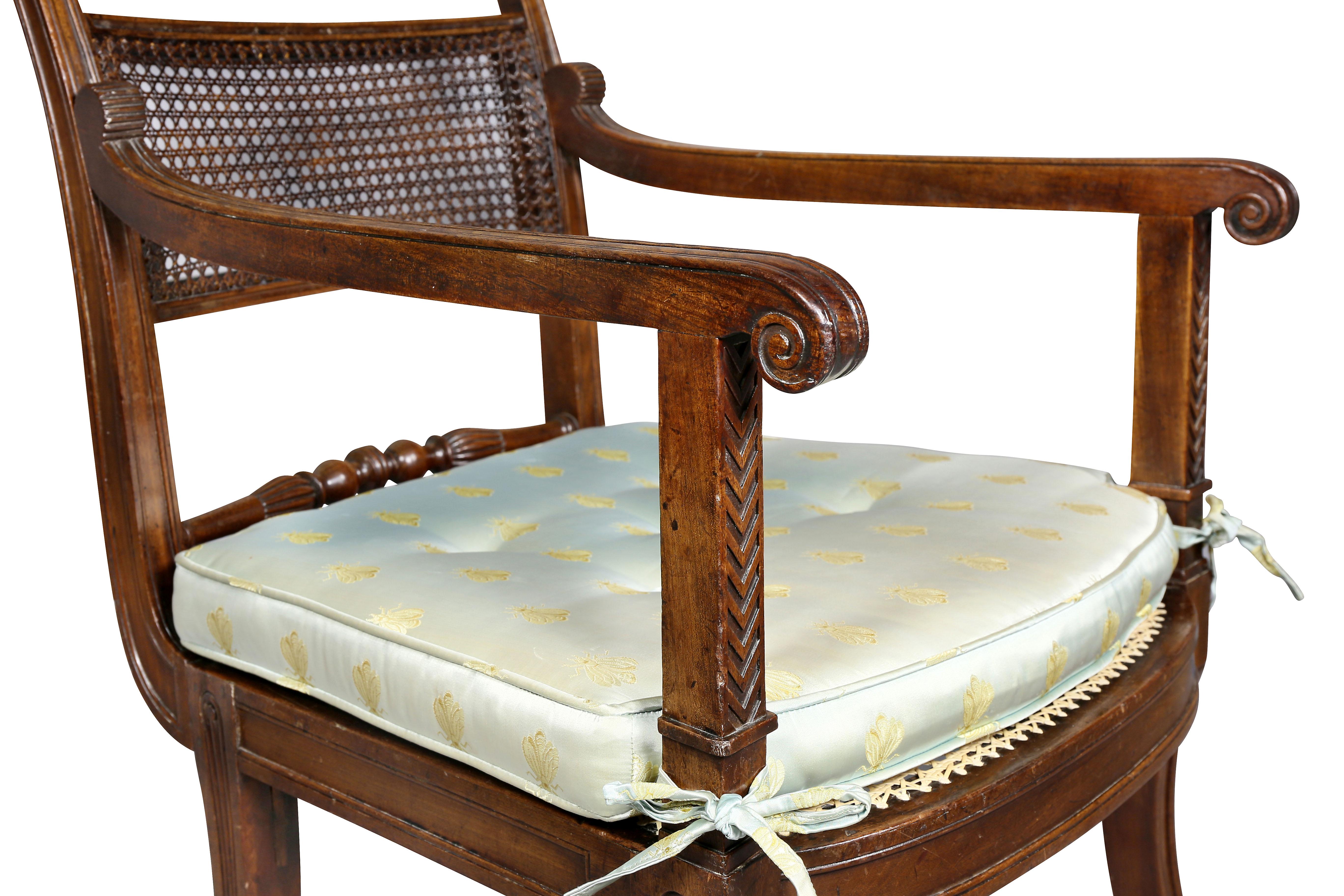 English Regency Mahogany and Ebony Inlaid Armchair