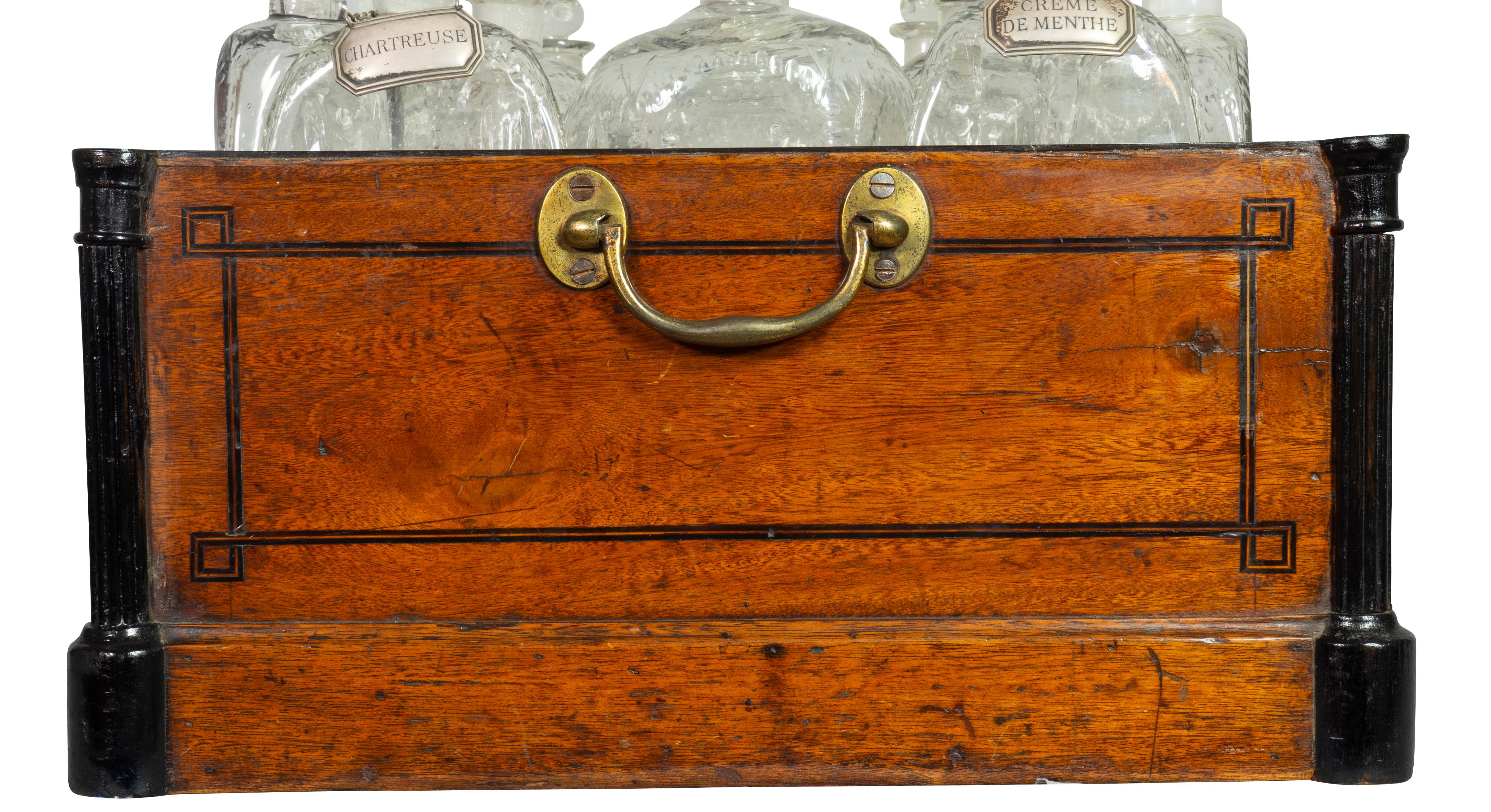 Regency Mahogany and Ebony Inlaid Bottle Caddy For Sale 6