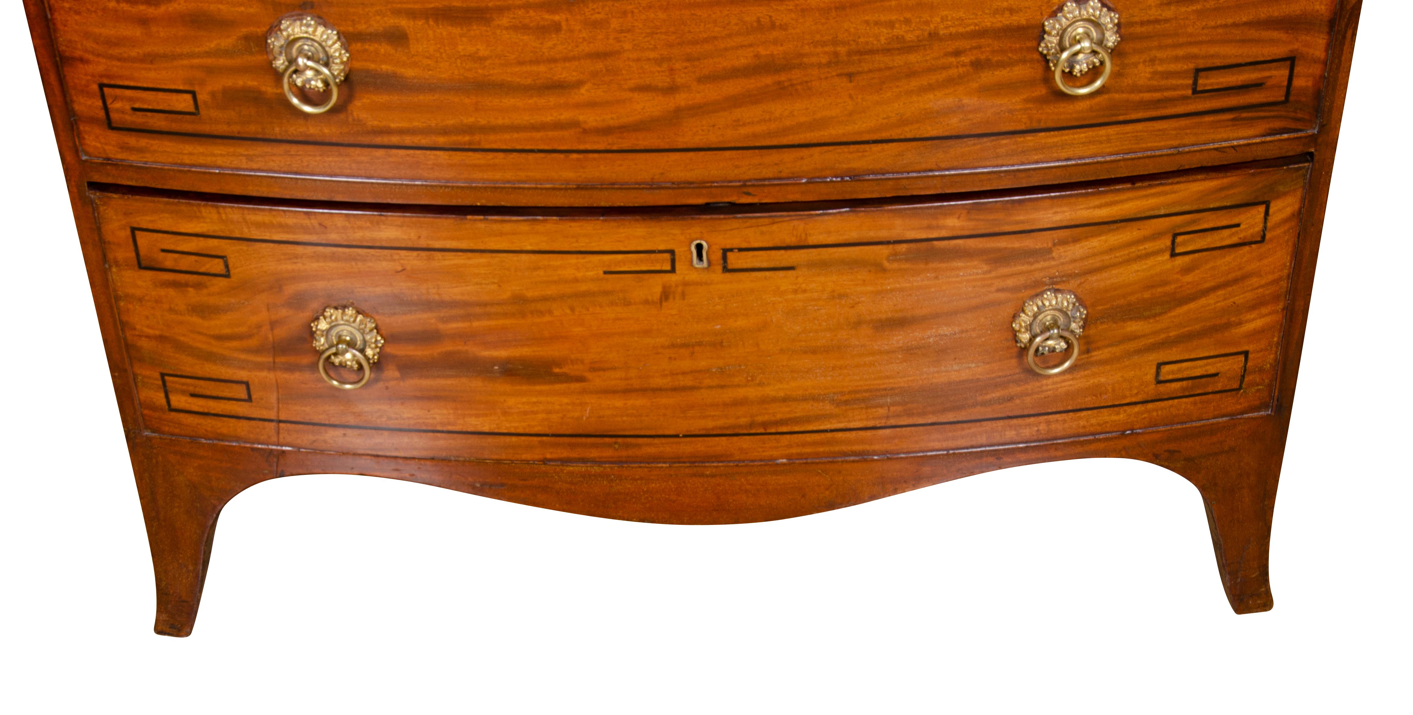 Regency Mahogany and Ebony Inlaid Bow Front Chest of Drawers 10