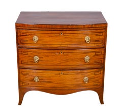 Regency Mahogany and Ebony Inlaid Bow Front Chest of Drawers