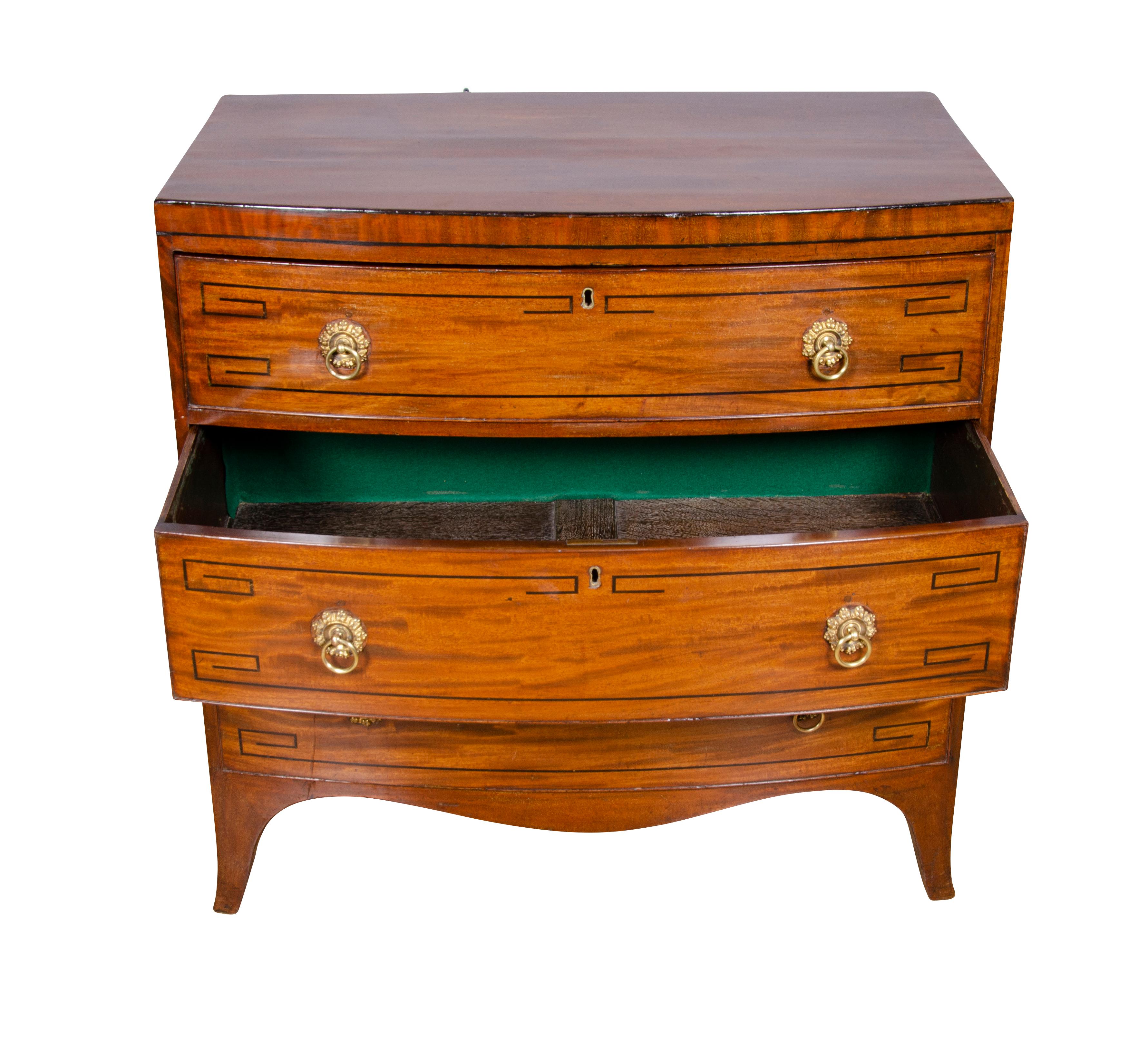 Regency Mahogany and Ebony Inlaid Bow Front Chest of Drawers 2
