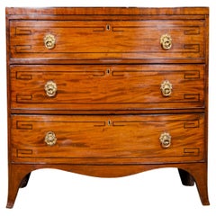 Regency Mahogany and Ebony Inlaid Bow Front Chest of Drawers