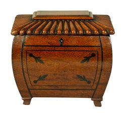 Regency Mahogany and Ebony Inlaid Teacaddy