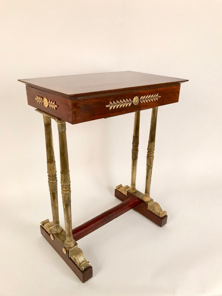 French Regency Mahogany and Gilt Bronze Side Table For Sale