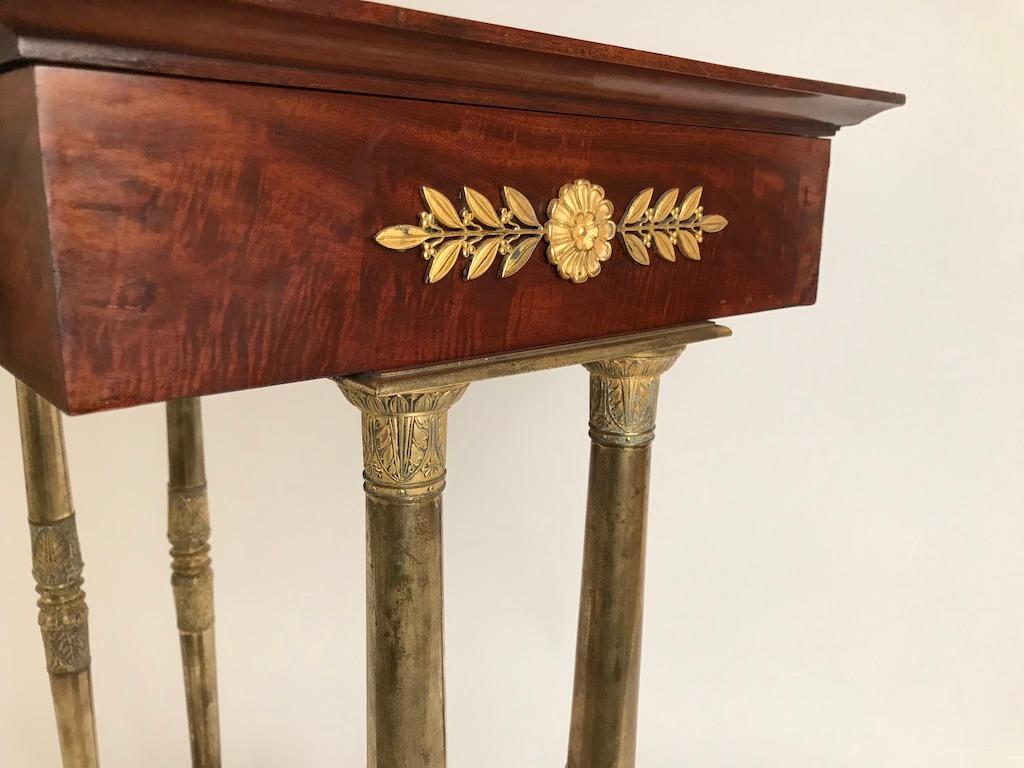 19th Century Regency Mahogany and Gilt Bronze Side Table For Sale