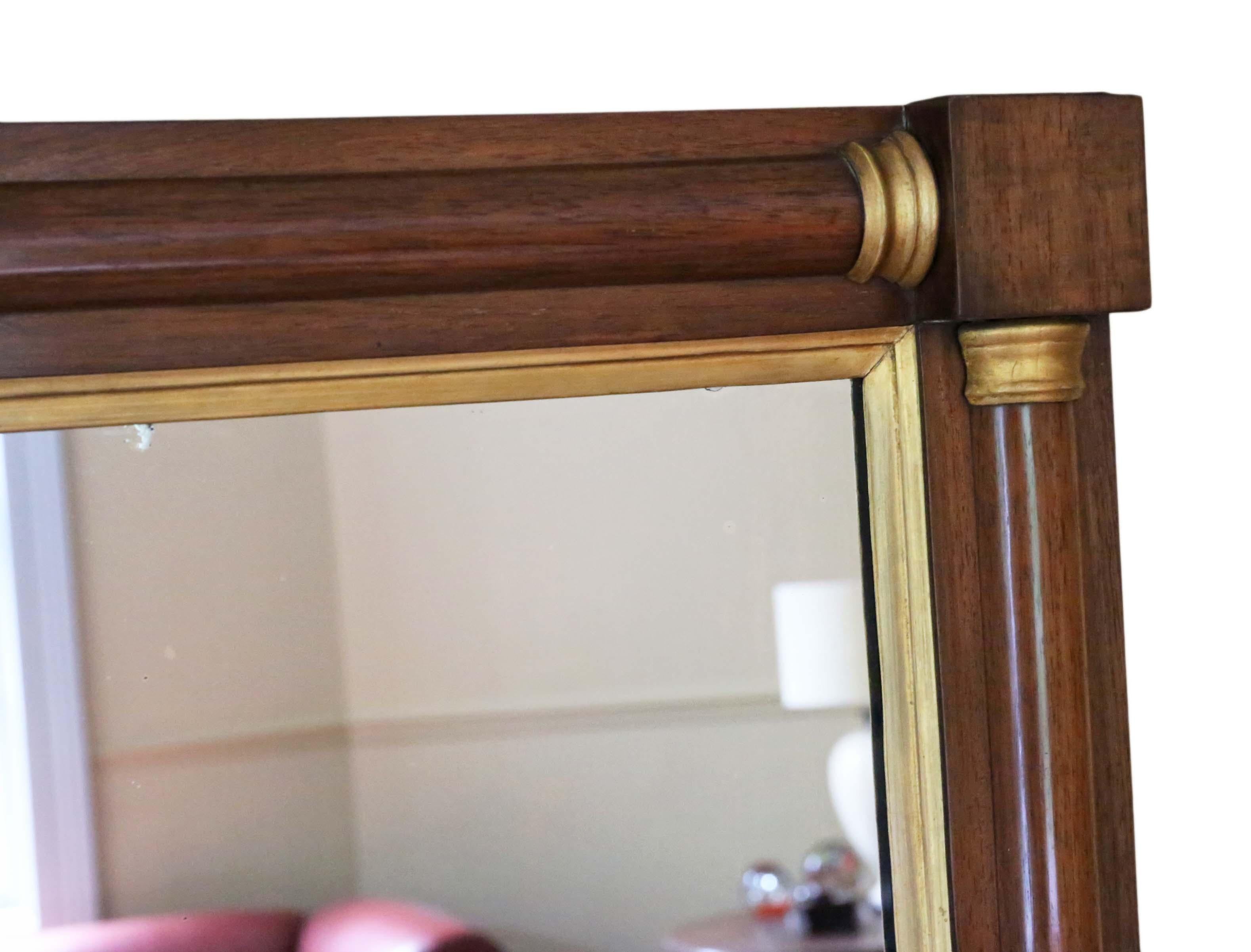 Regency Mahogany and Gilt Overmantle or Wall Mirror In Good Condition In Wisbech, Cambridgeshire