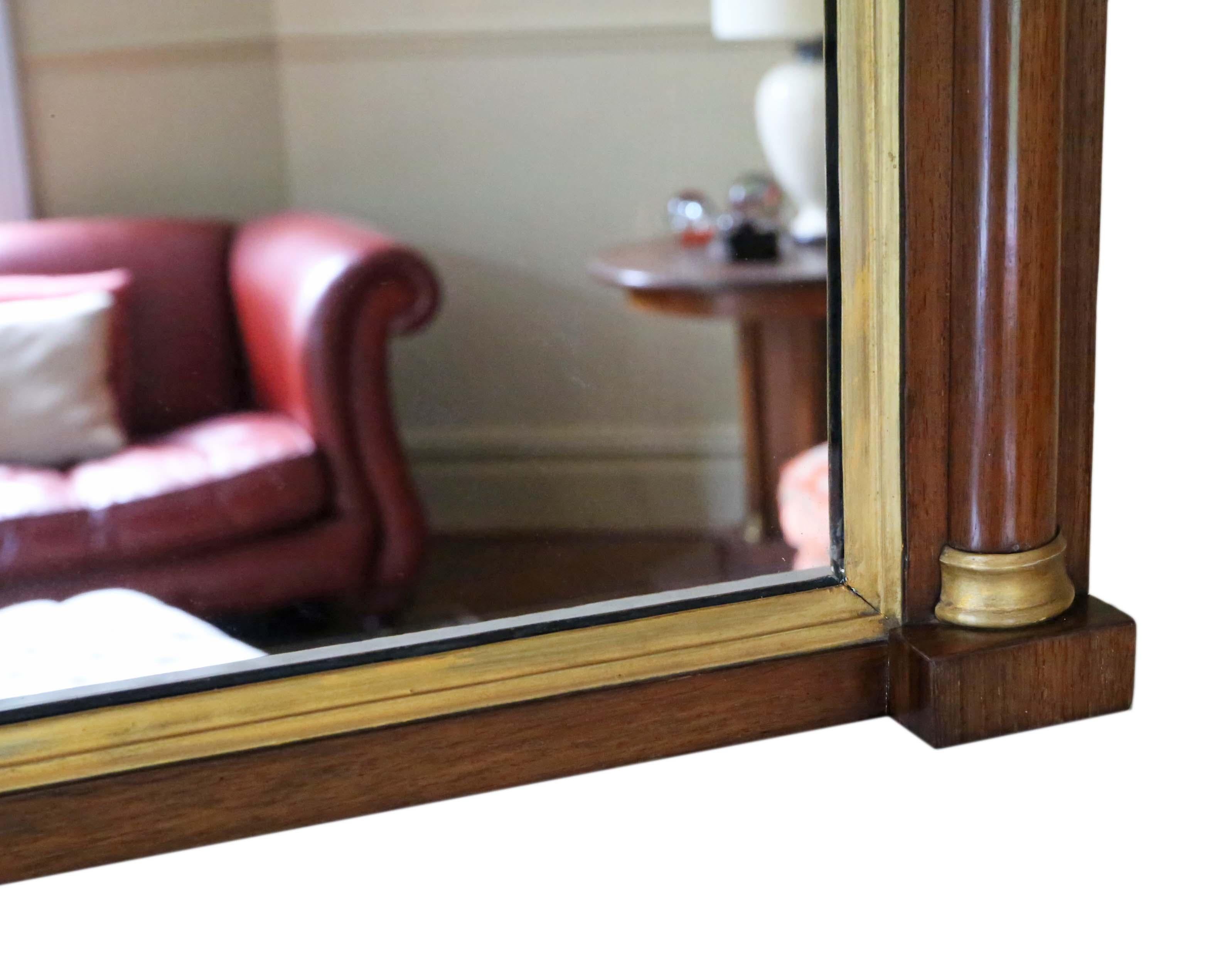 Early 19th Century Regency Mahogany and Gilt Overmantle or Wall Mirror
