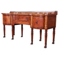 Regency Mahogany and Inlaid Satinwood Marquetry Sideboard Credenza