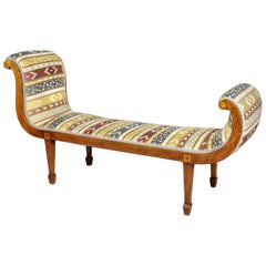 Antique Regency Mahogany and Inlaid Sleigh Form Window Bench