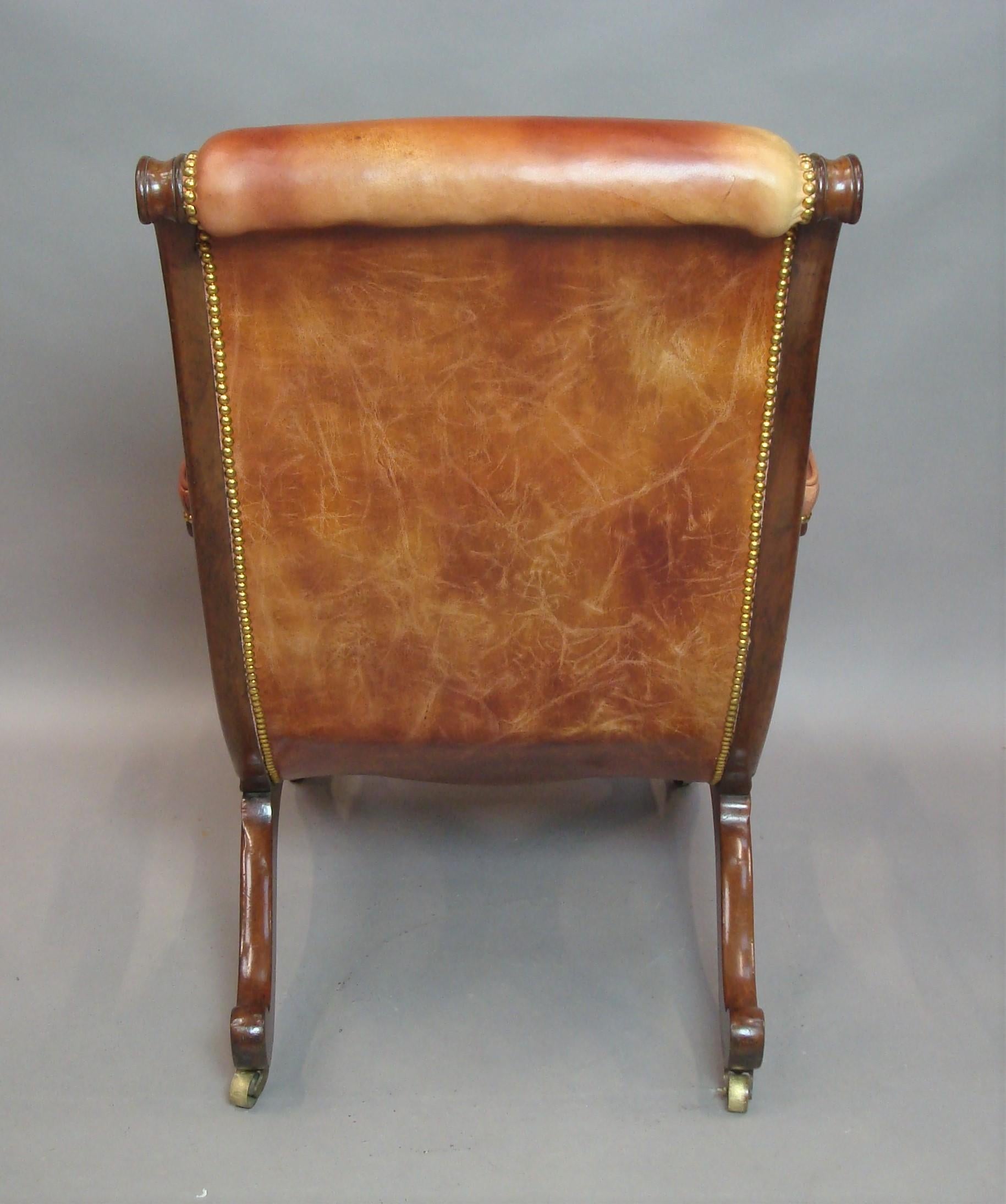 Regency Mahogany and Leather Library Chair For Sale 3
