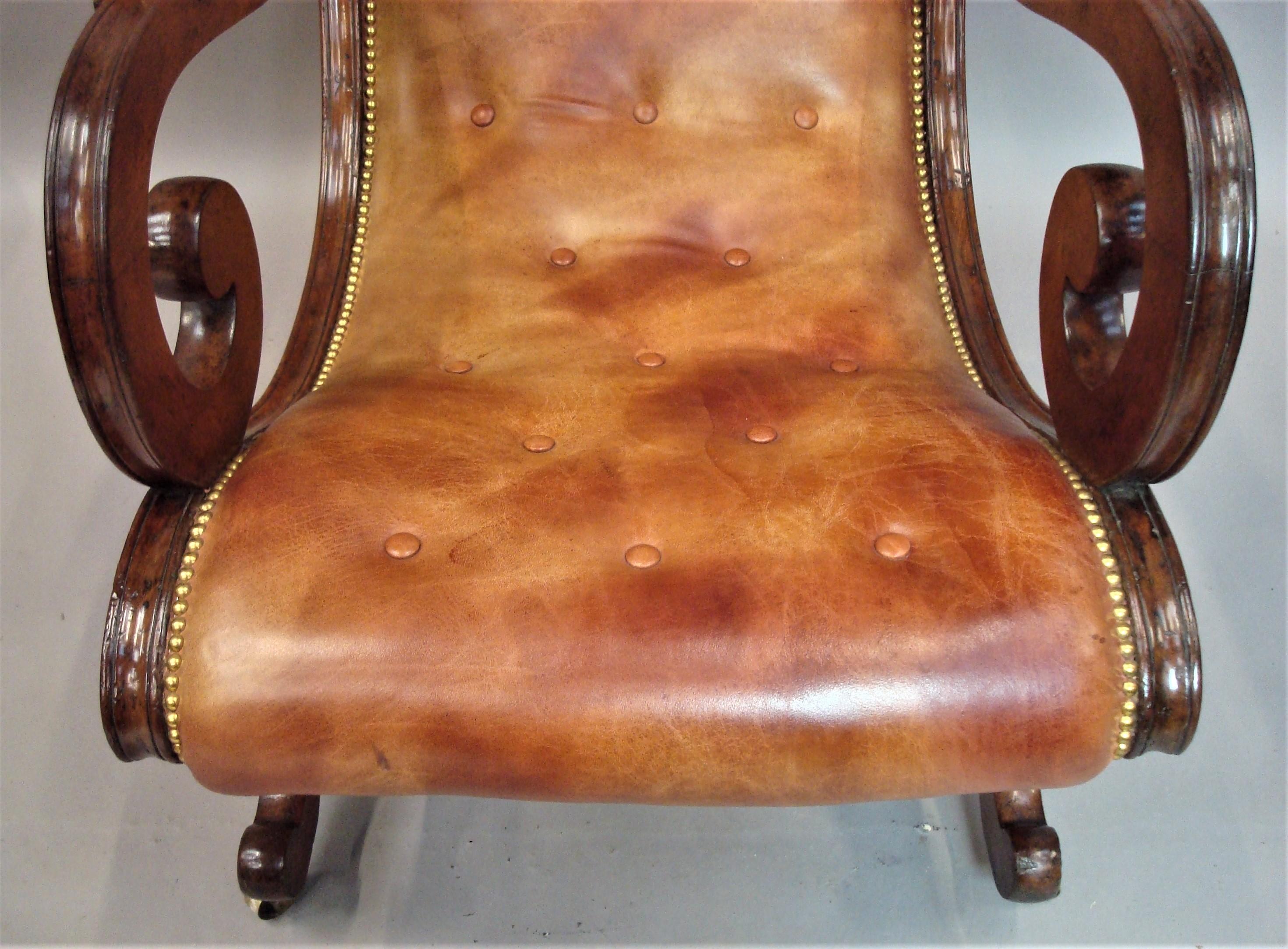Regency Mahogany and Leather Library Chair For Sale 5