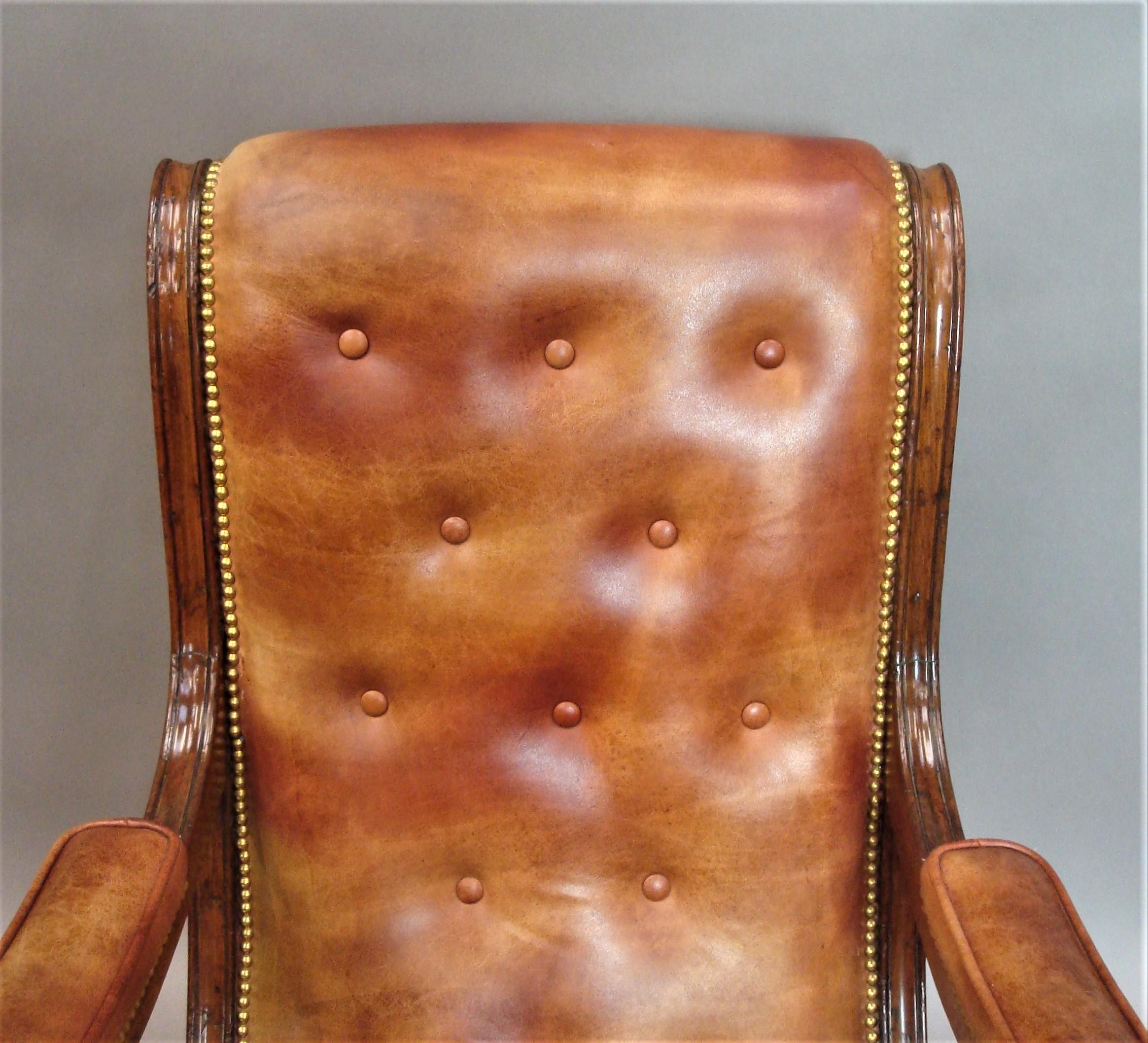 Regency Mahogany and Leather Library Chair For Sale 7