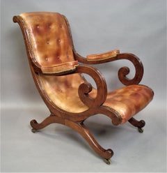Regency Mahogany and Leather Library Chair