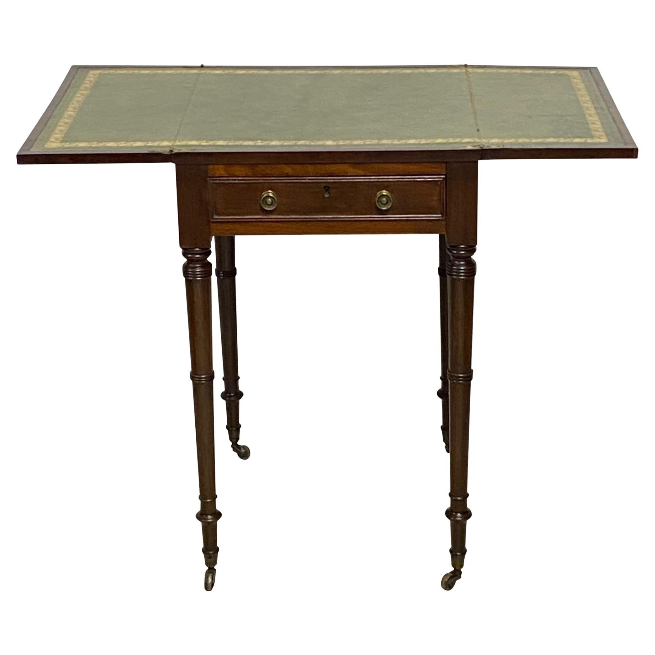 Regency Mahogany and Leather Side Table, English Early 19th Century For Sale