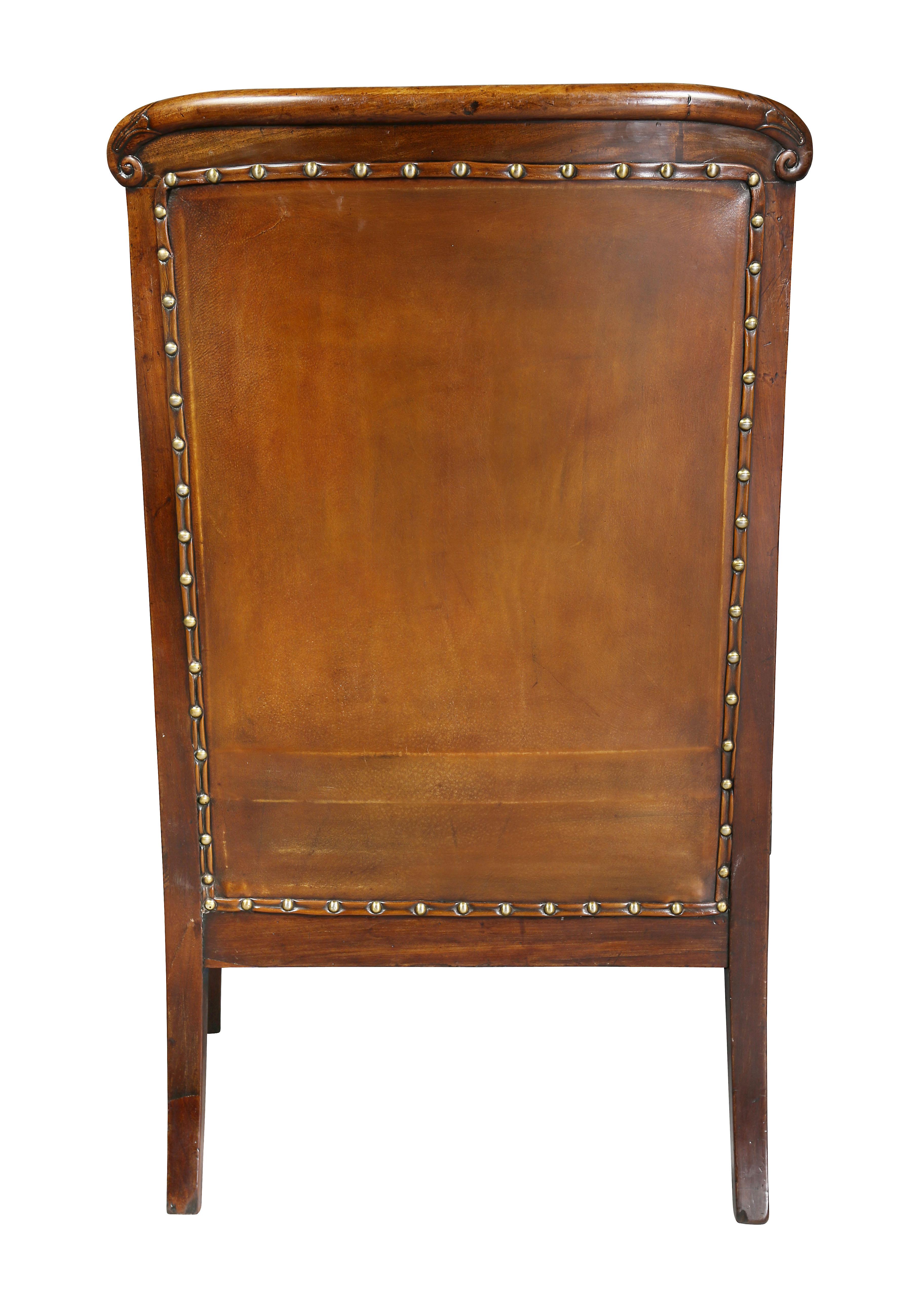 Regency Mahogany and Leather Upholstered Bergere 5