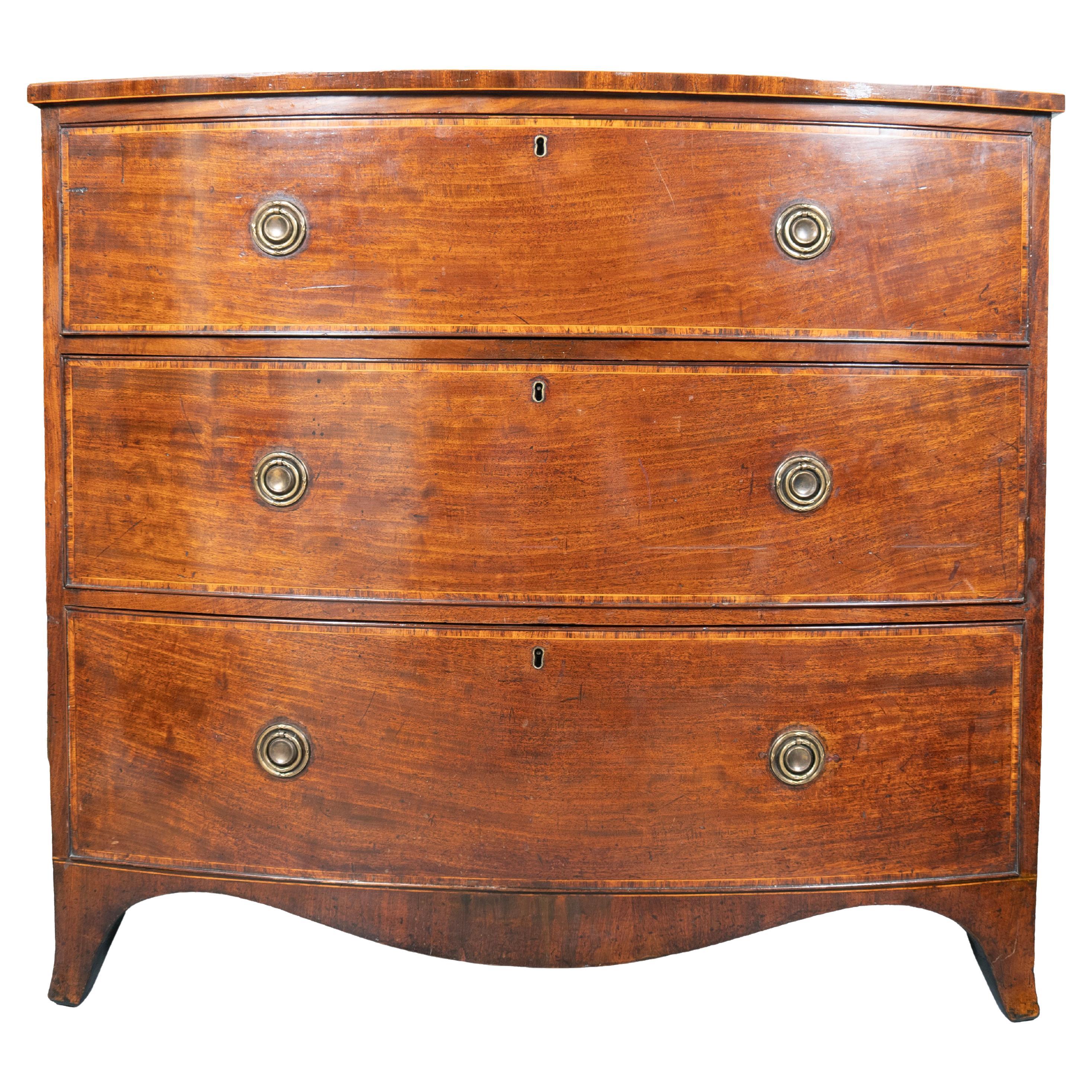 Regency Mahogany And Rosewood Banded Chest Of Drawers For Sale