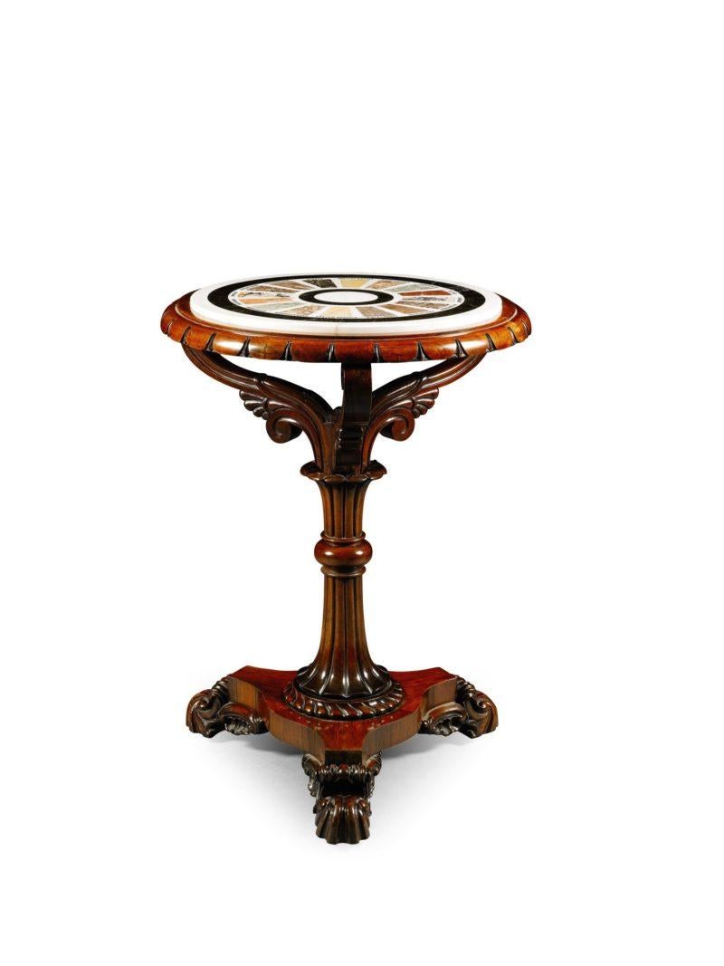 English Regency Mahogany and Rosewood Occasional Table with an Inset Specimen Marble For Sale