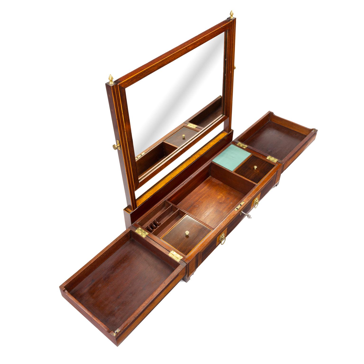 Regency Mahogany and Satinwood Dressing Mirror and Jewelry Case 2