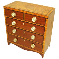 Regency Mahogany and Satinwood Miniature Chest of Drawers