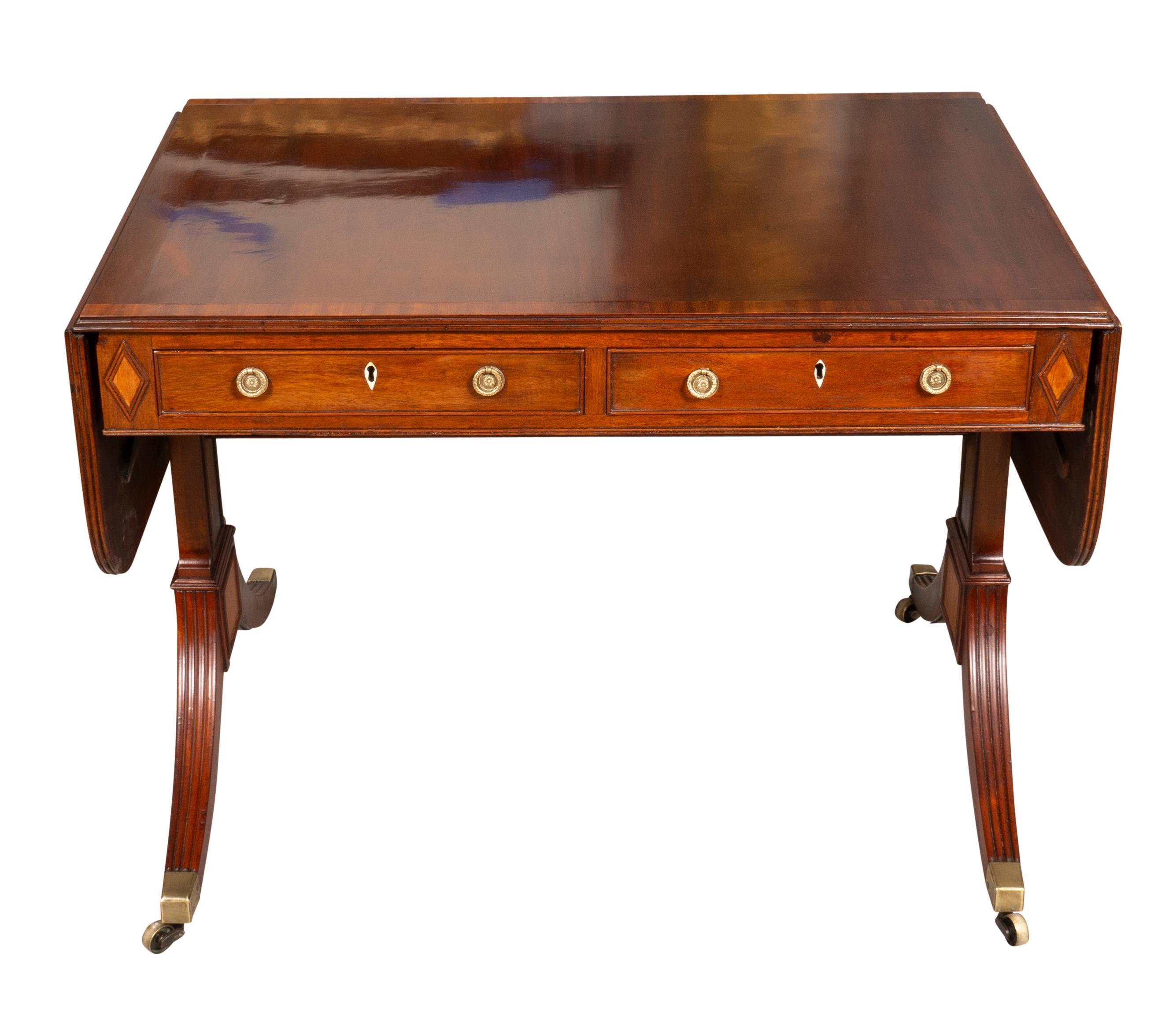 English Regency Mahogany And Satinwood Sofa Table For Sale