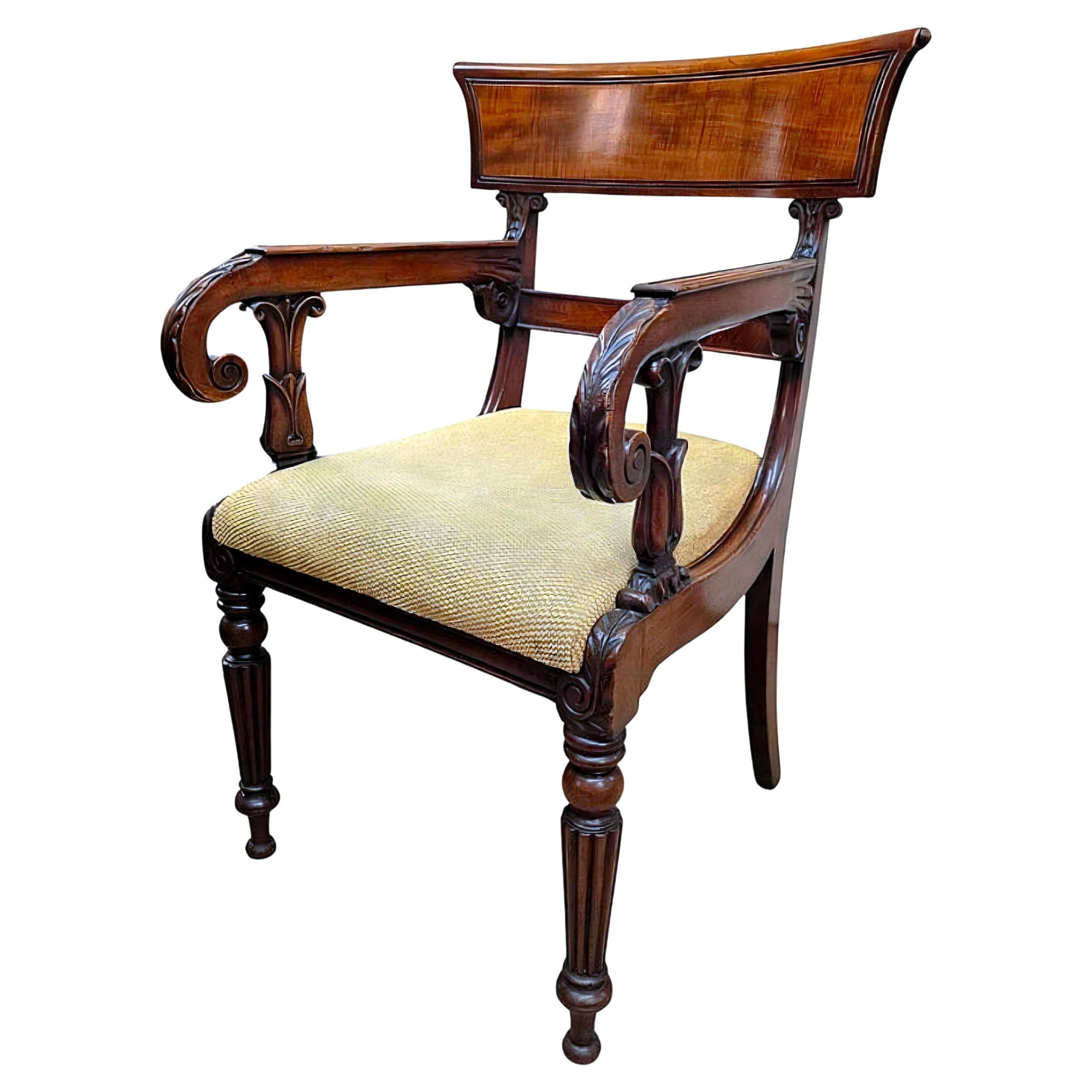 Chaise à accoudoirs Regency en acajou Circa 1825