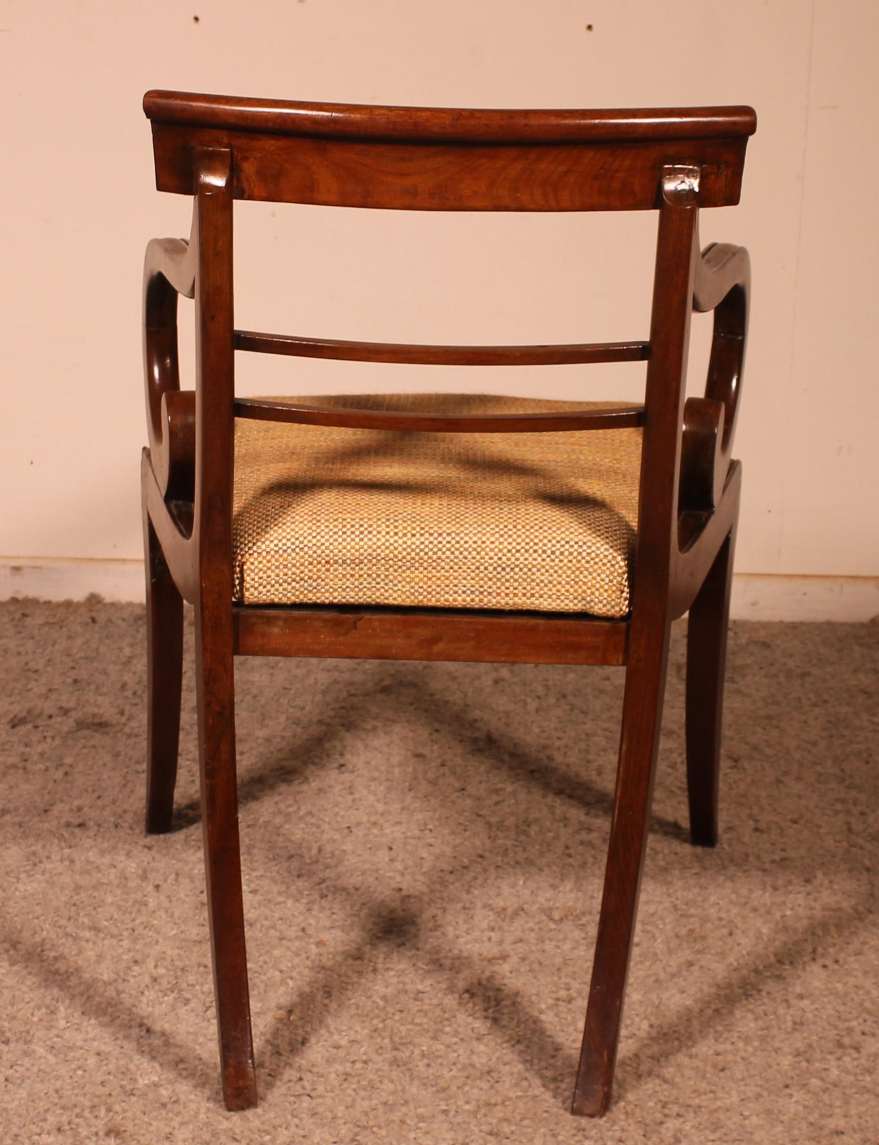 Regency Mahogany Armchair Chair, Early 19th Century, Circa 1810 1
